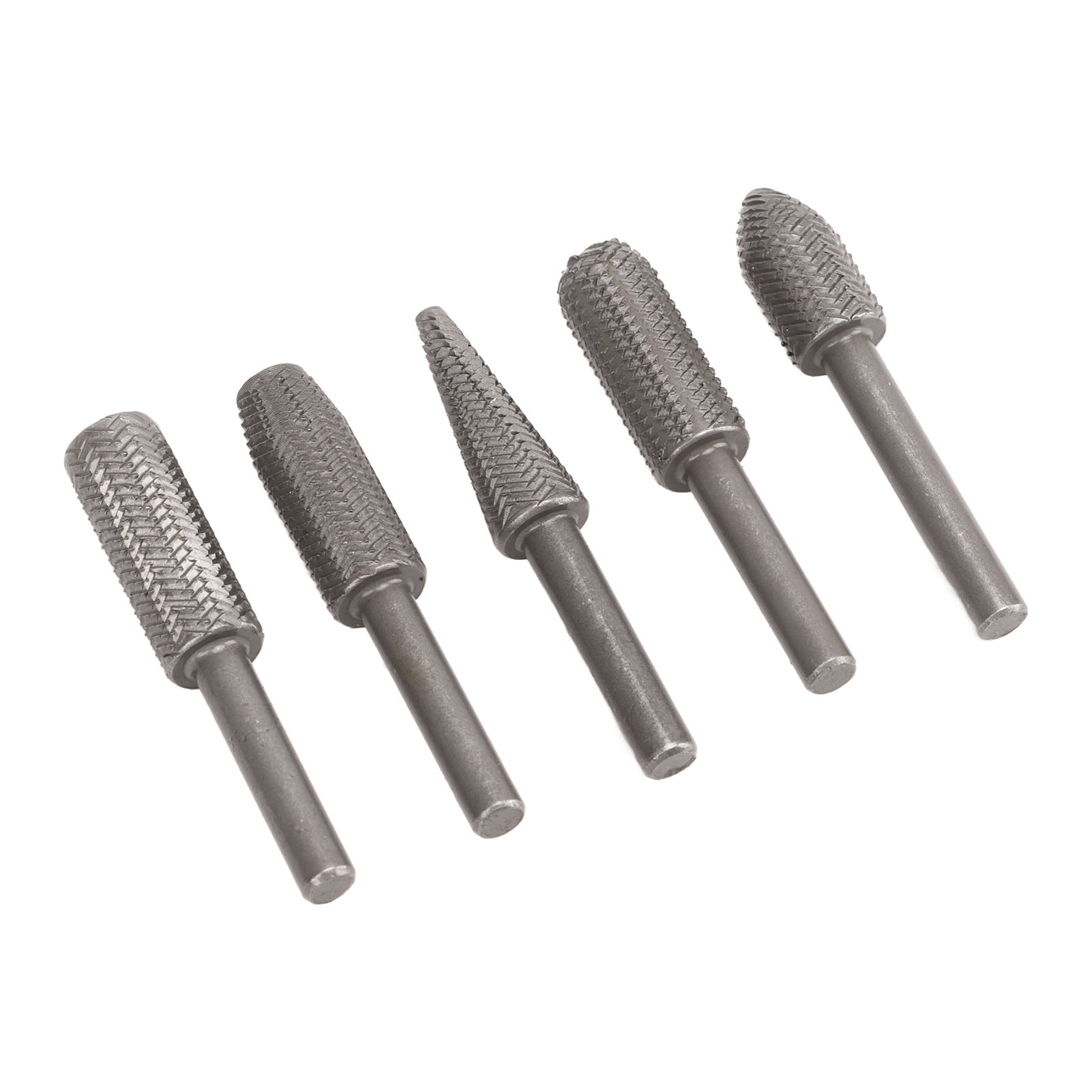 Satz Mit 5 Rotierenden Wolframstahl-fräsern, 6 Mm Schaft, Zum Entgraten, Formen Und Nuten Von Holz Und Gummi.