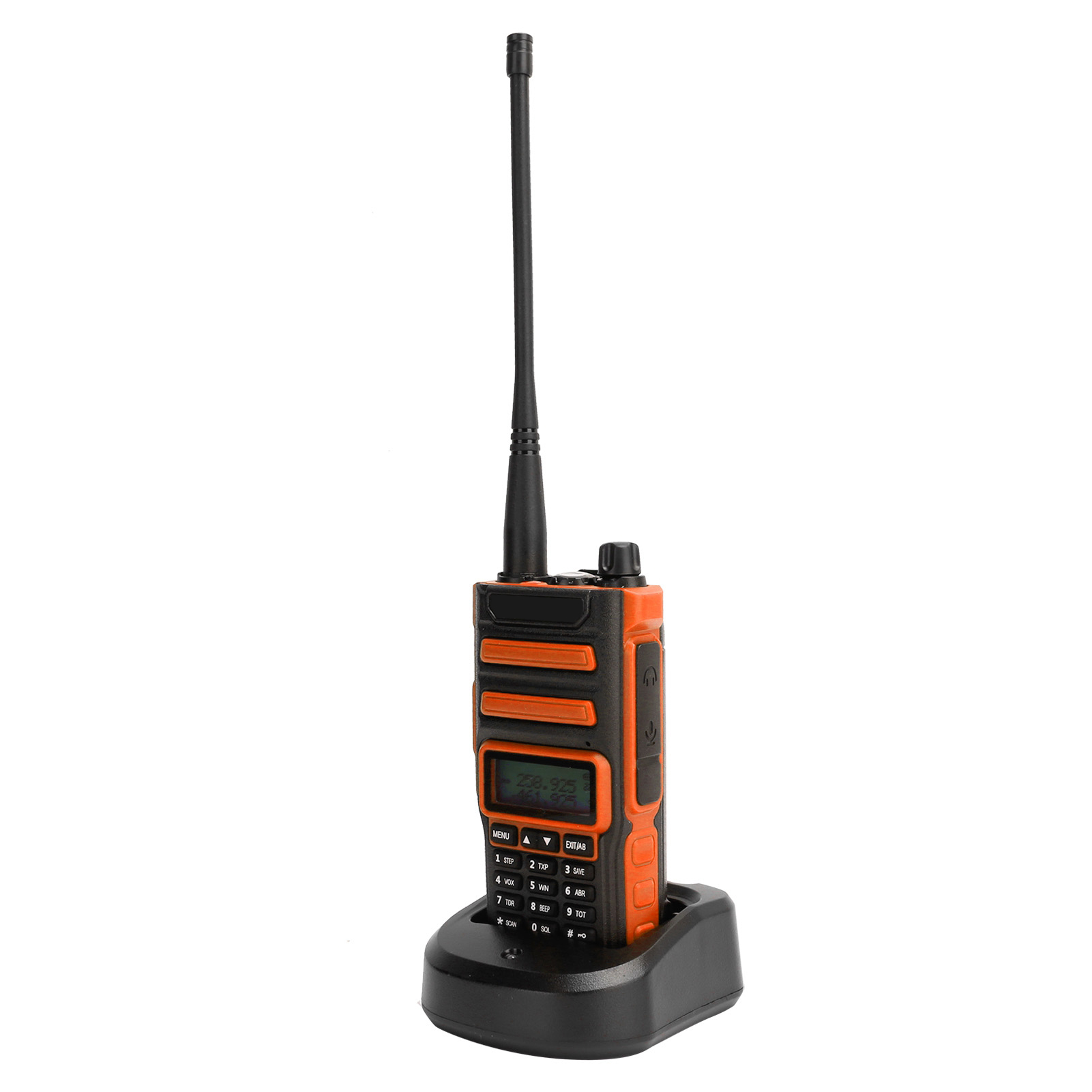 Tragbares Outdoor-walkie-talkie-set Mit Zwei Frequenzbändern, Lcd-bildschirm, 100-240 V, Orange, Eu-stecker.