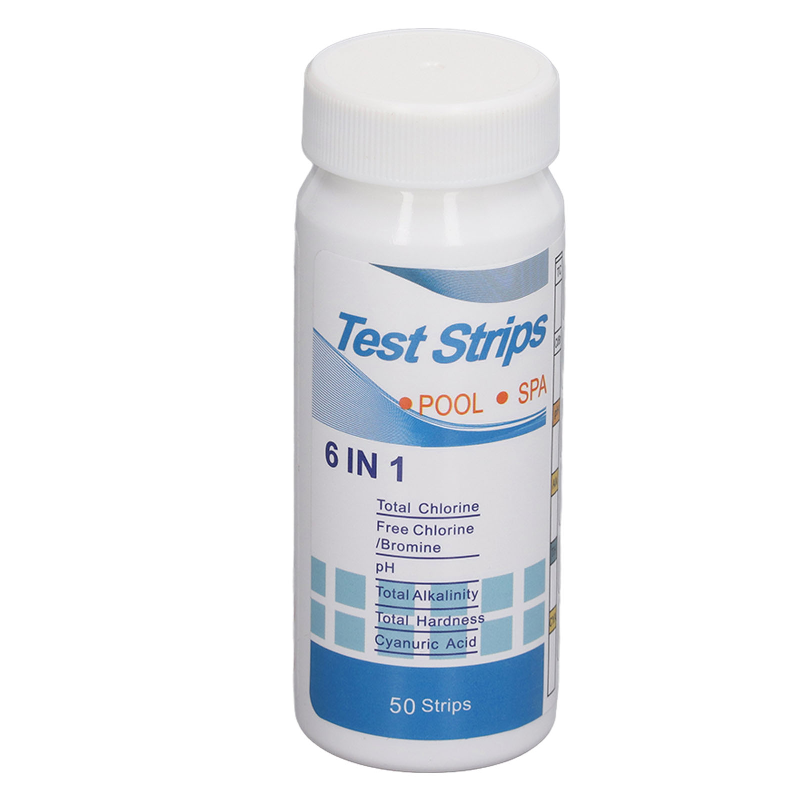 100 Ph 6-in-1 Teststreifen (chlor, Härte, Alkalität, Cyanursäure) Für Schwimmbäder Und Whirlpools