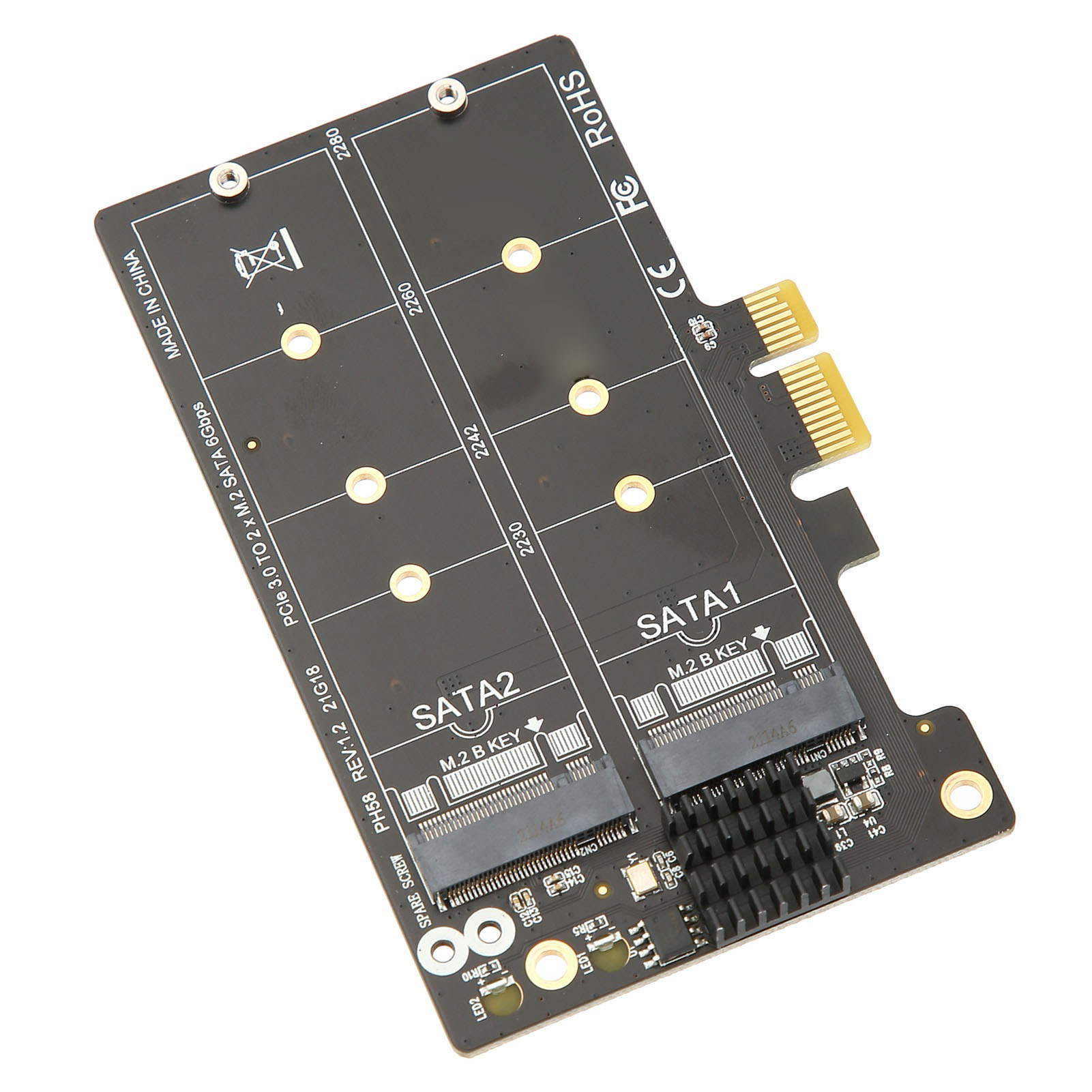 M.2 Sata Zu Pcie Adapterkarte Für Zwei Laufwerksschächte, Erweiterungskarte Für Übertragungsstabilität