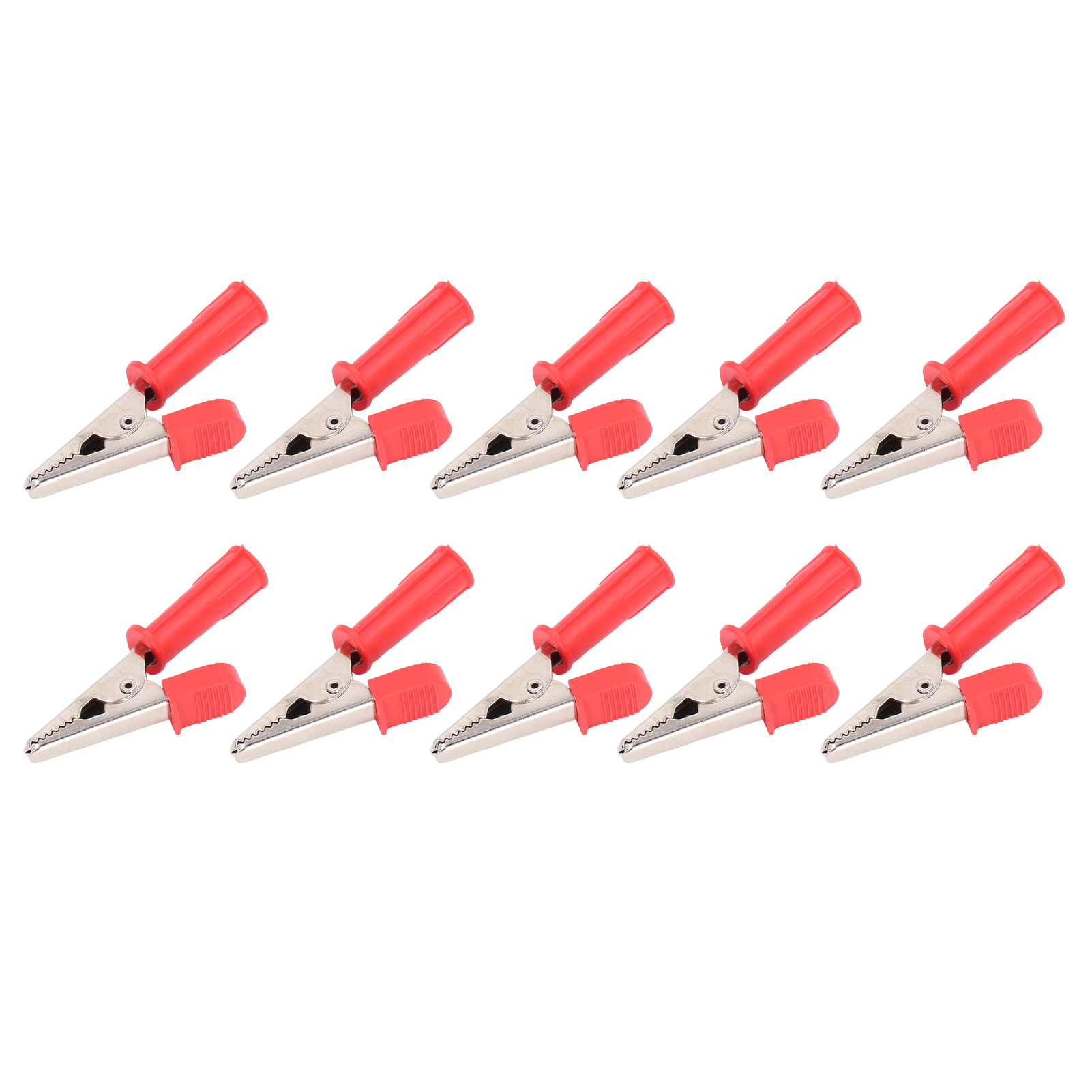 Packung Mit 10 Isolierten Krokodilklemmen Aus Messing Mit 4 Mm Buchse, 10 Mm Öffnung, 20 A, Referenz J.60046, Rot.