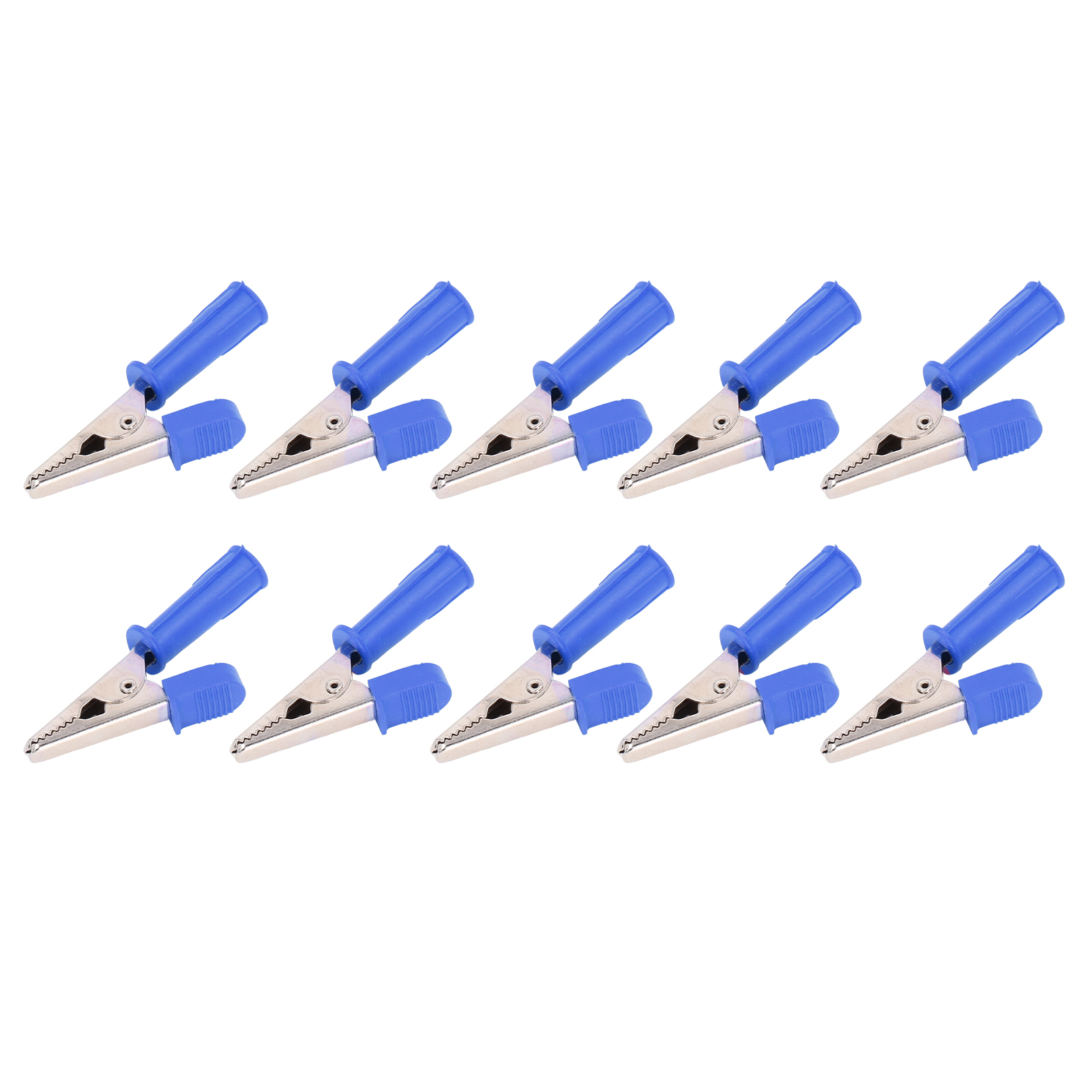 Packung Mit 10 Isolierten Krokodilklemmen Aus Messing Mit 4-mm-buchse, 10-mm-öffnung, 20 A, Artikelnummer J.60046, Blau