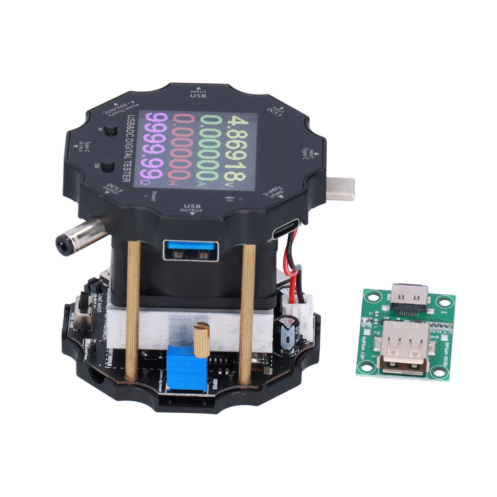 Usb-tester, 3-in-1-digitalmultimeter Mit Hochauflösendem Led-display Und Prüfgehäuse Für Spannung, Strom Und Leistung.
