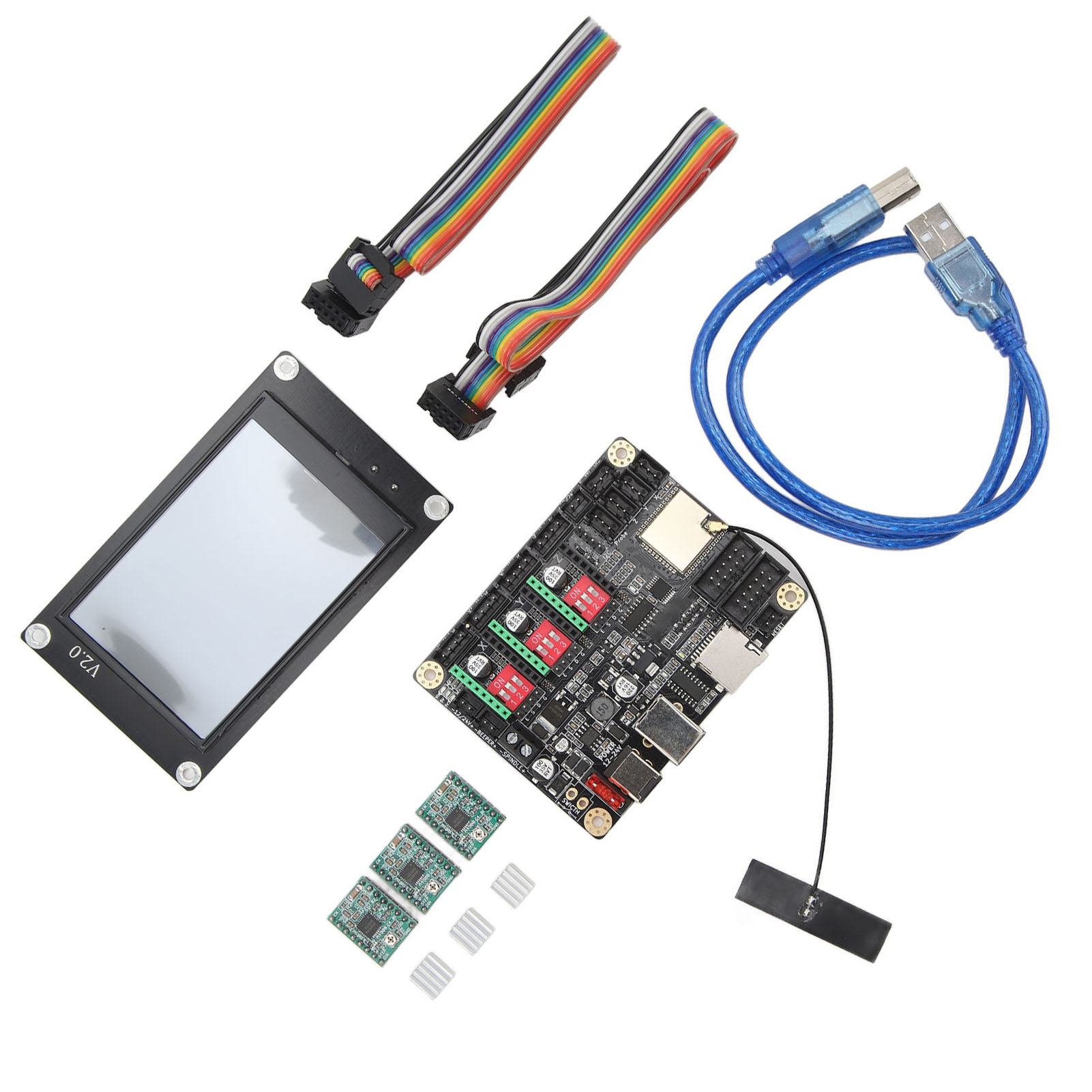 32-bit-cnc-graviermaschinen-steuerplatine, Offline-wlan-controller Mit 3,5-zoll-touchscreen Und 12–24-v-dc-schrittmotortreiber