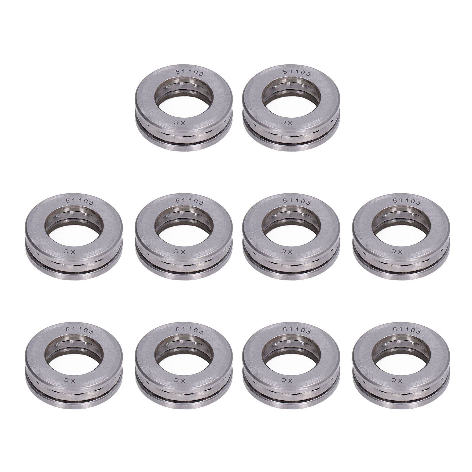 Satz Von 10 Hochpräzisen, Miniaturisierten, Abnehmbaren Axialen Metall-druckkugellagern (art.-nr. 51103)