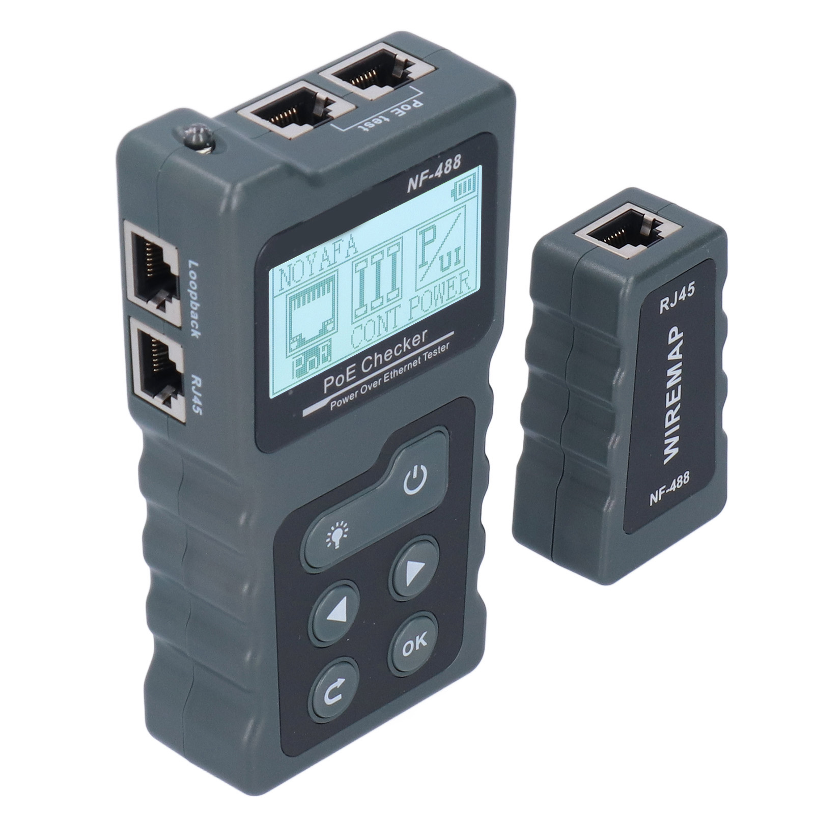 Nf-488 Lcd Poe Ethernet Tester: Automatische Identifizierung, Erkennung Und Poe-verifizierung Für Stromversorgte Kameras Und Kabel.
