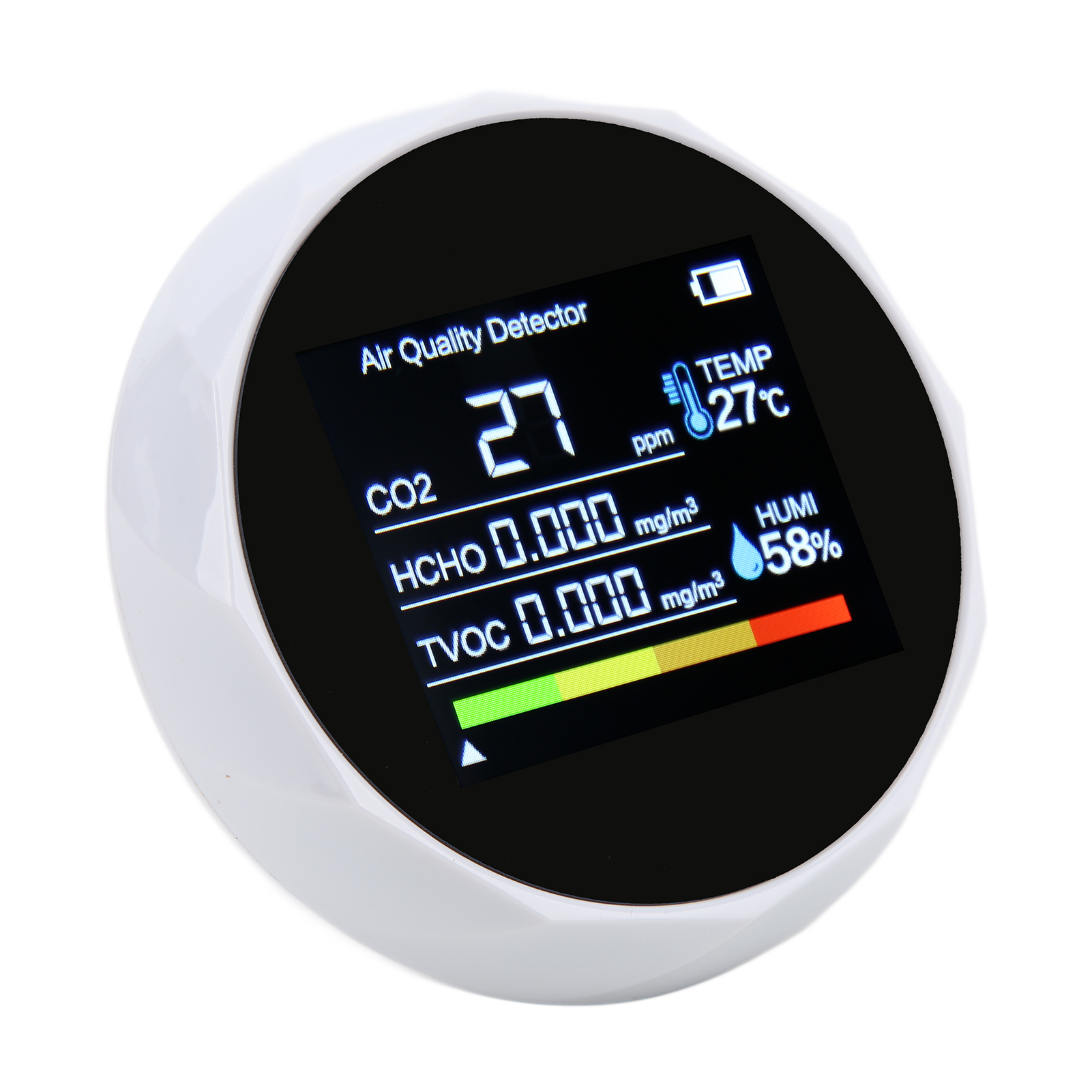 Zn-2co5 5 In 1 Digitaler Luftqualitätsmonitor: Kohlendioxid (hcho)-detektor, Infrarotsensor, Temperatur- Und Feuchtigkeitsmesser (weiß).
