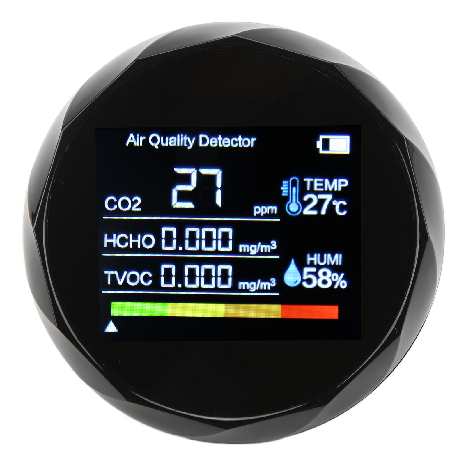 Zn-2co5 5-in-1 Digitaler Luftqualitätsmonitor: Kohlendioxid-detektor (hcho), Infrarotsensor, Temperatur- Und Feuchtigkeitsmesser (schwarz)