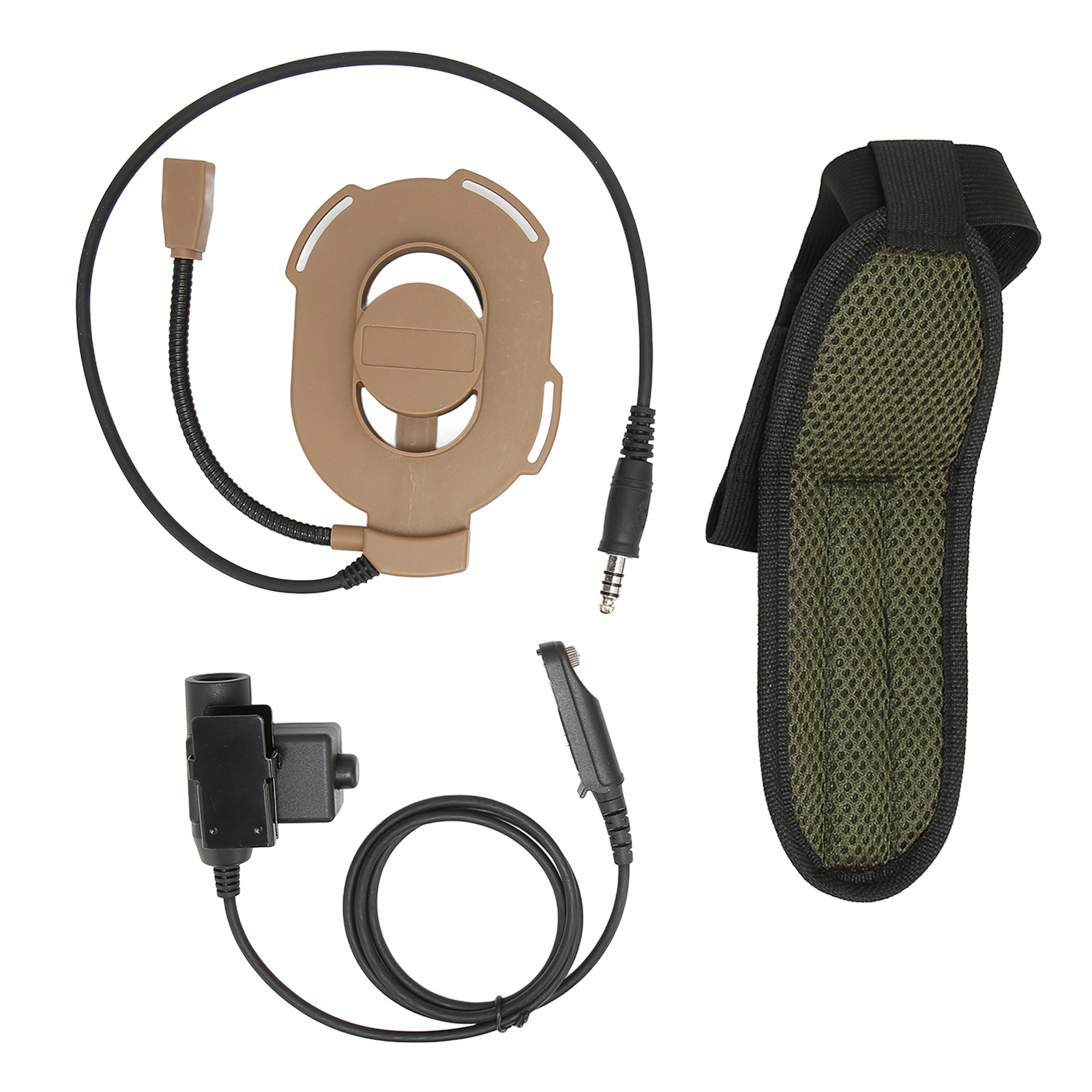Verstellbarer, Einseitiger Ohrhörer Für Militärhelme Mit Ptt-taste U94 Für Baofeng Uv9r Uv9r Plus Uvxr Bf9700 (braun)