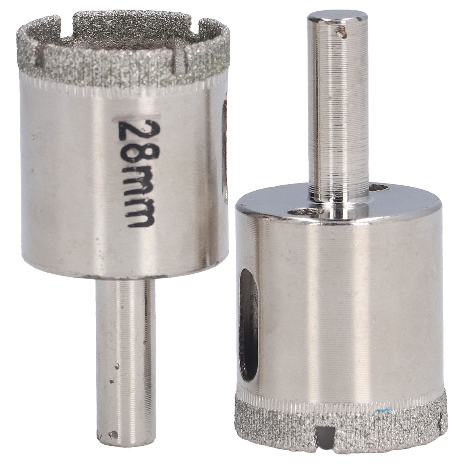 Set Mit 2 X 28 Mm Edelstahl-lochbohrern Für Glas, Marmor, Granit Und Keramik.
