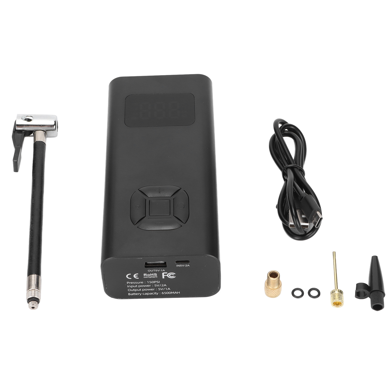 Tragbare Luftpumpe (150 Psi), Kabelloser Mini-digital-aufpumpapparat Mit 6500 Mah Für Auto-, Motorrad-, Fahrrad- Und Ballreifen