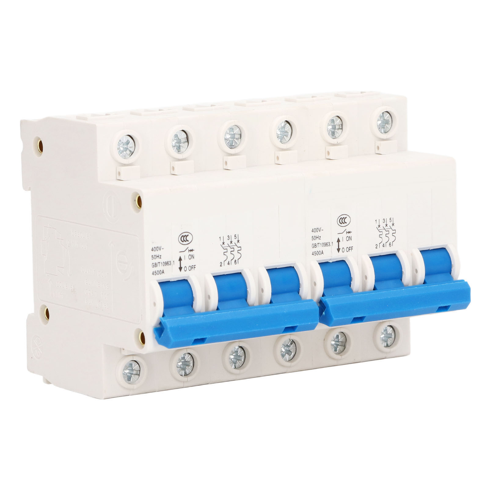 Doppelleitungsschutzschalter, Din-schienenführung, Mikroverriegelung, Manueller Umschalter 3p+3p 6000 A, 400 V Ac