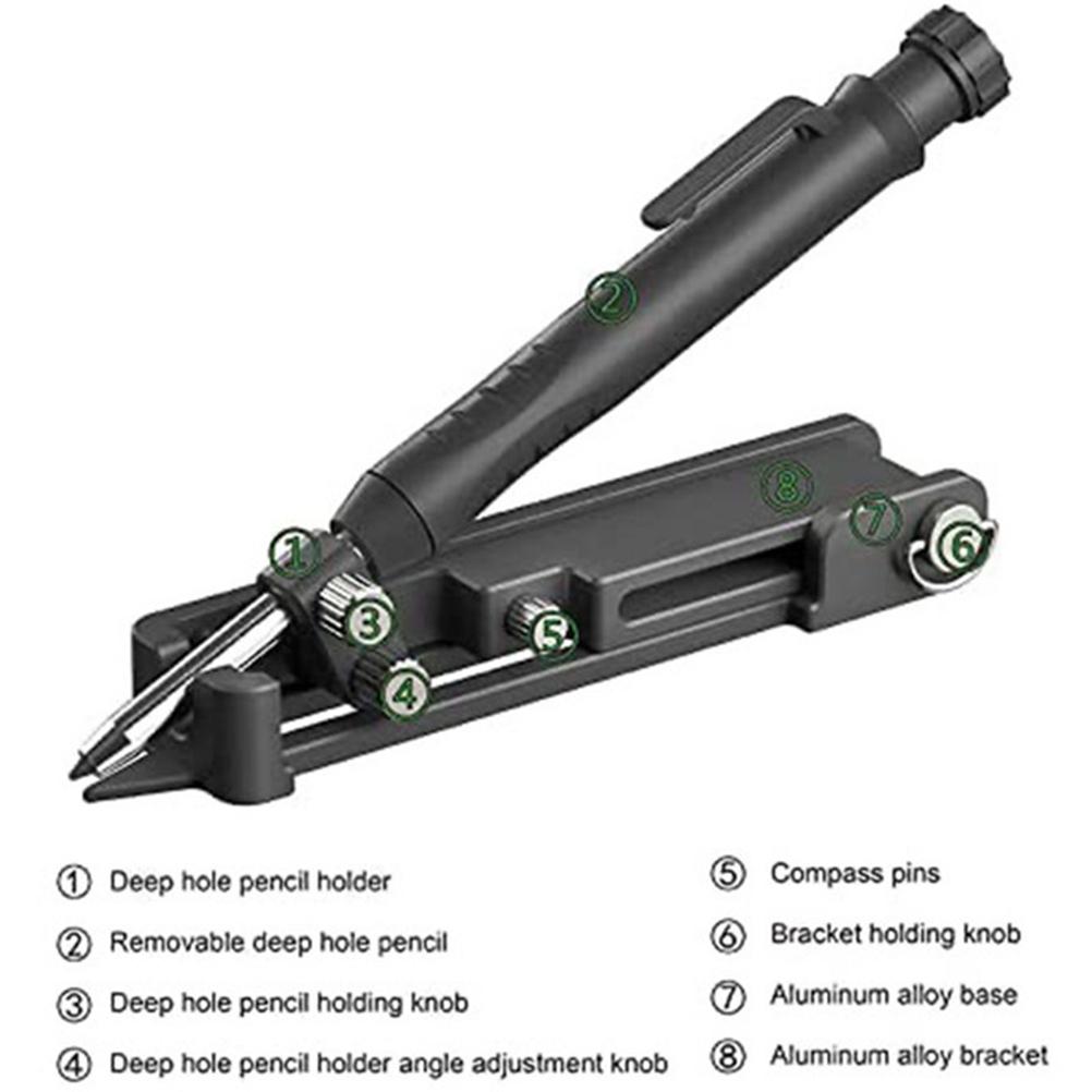 Multifunktionales Markierungswerkzeug Für Heimwerkerprojekte, Konstruktionsstift, Markierungswerkzeug Aus Aluminiumlegierung Für Die Holzbearbeitung, Markierungsschablone, Messwerkzeug