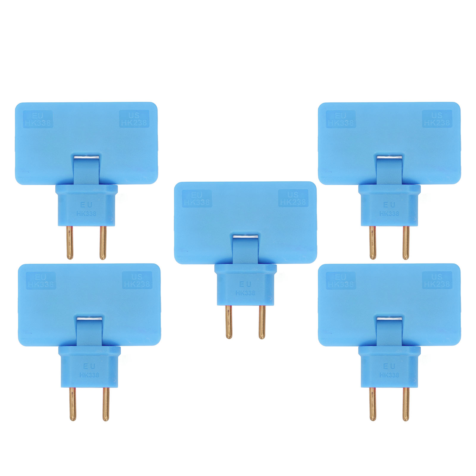 5er-pack Kabellose 180°-eurosteckeradapter (1 Bis 3 Eurostecker, 110-250 V, Blau)