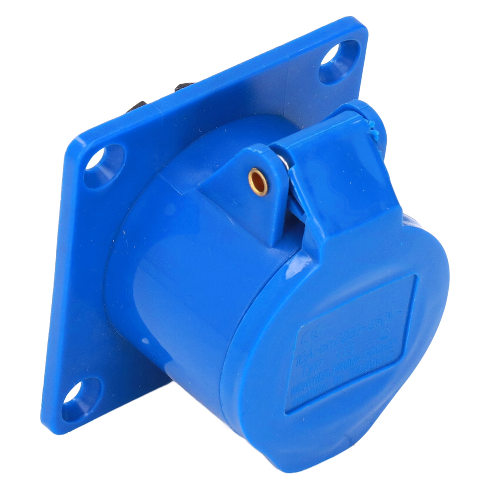Versenkte 3-polige Industriesteckdose Aus Blauem Pc-messing, Konform Mit Den Ce-normen, Für Ip44 220-250v Stromversorgung