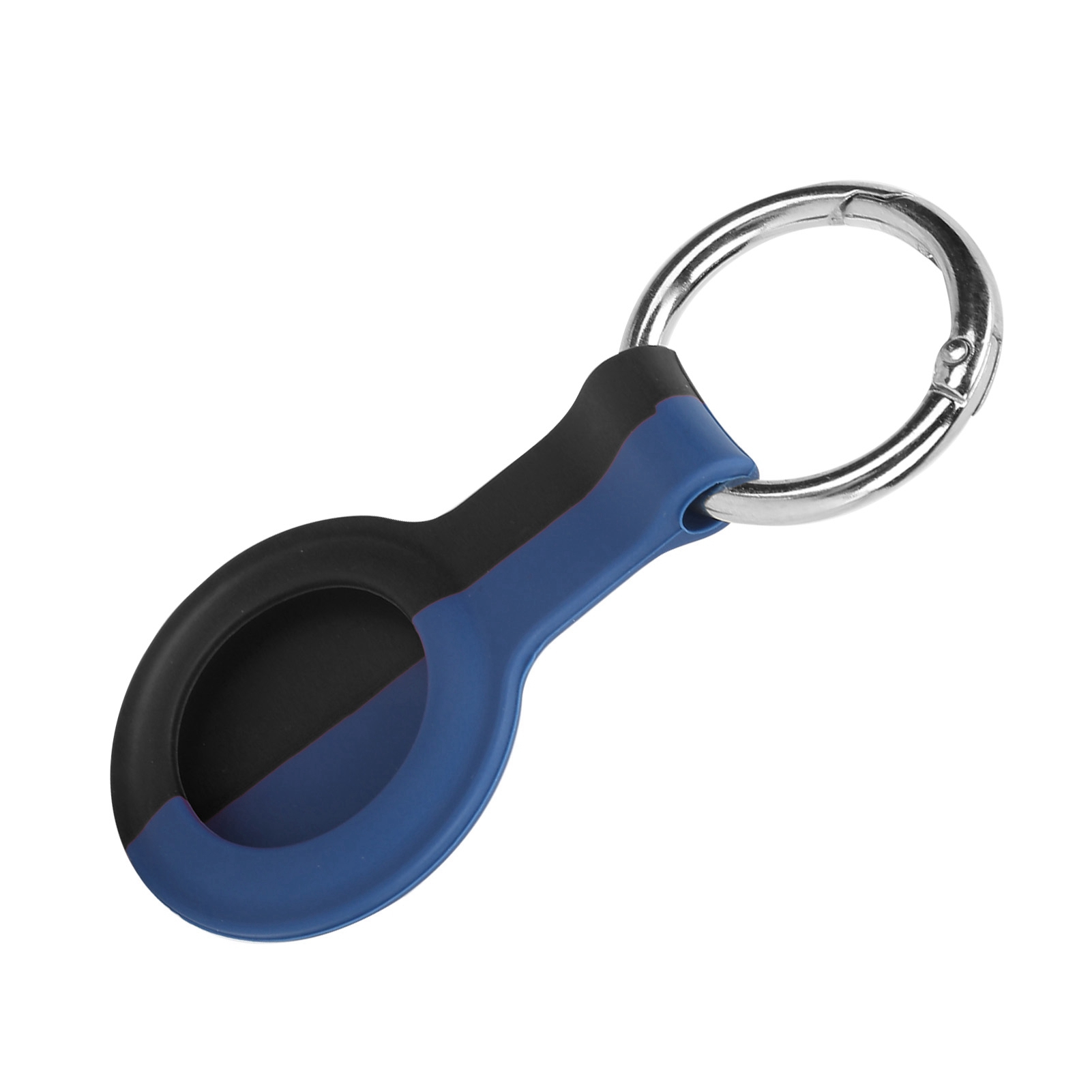 Zweifarbige Silikon-schutzhülle Mit Metallschnalle, Kompatibel Mit Dem Iphone Locator (schwarz Und Blau) Für Ios.