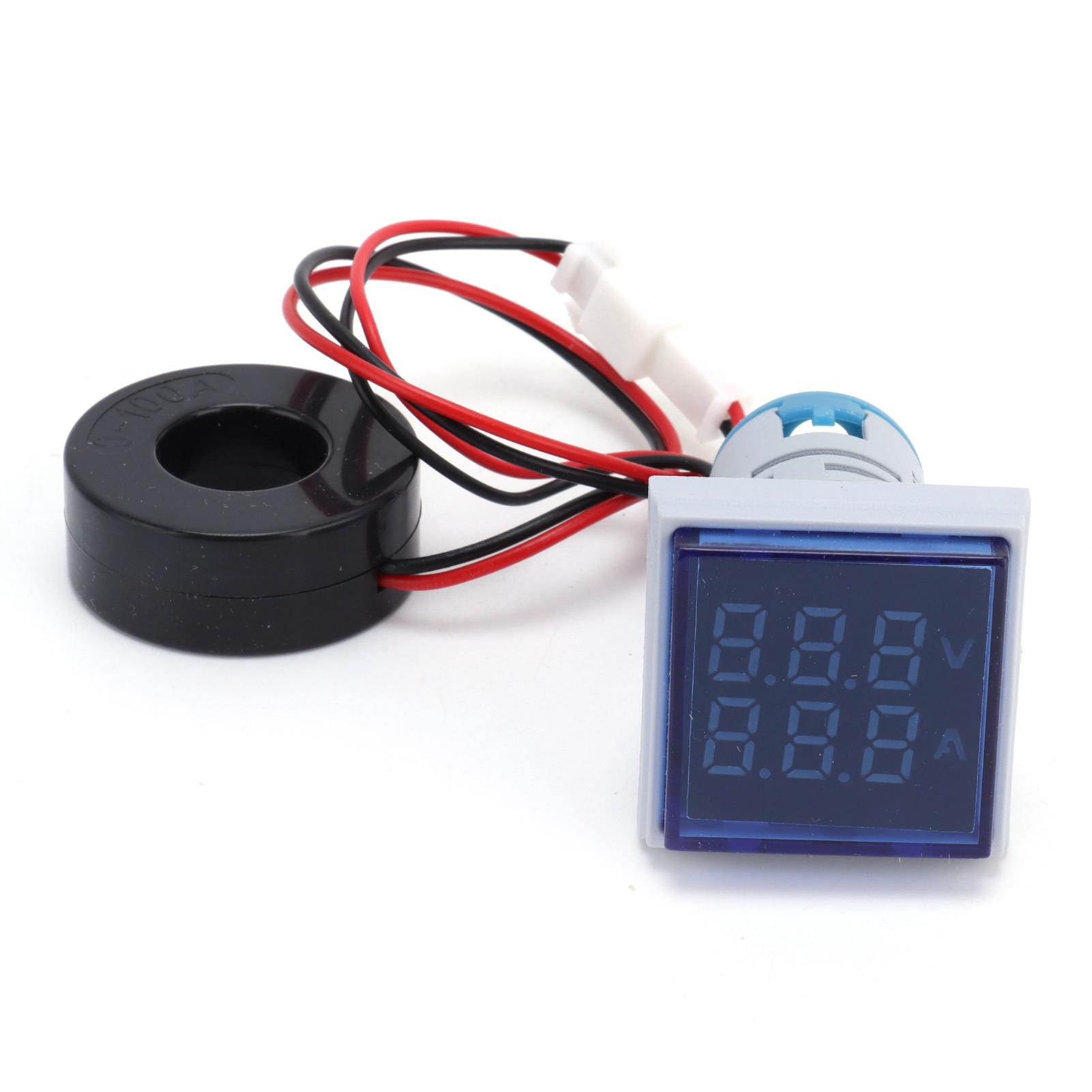 Universelle Stromsignalanzeige Mit Zwei Displays, Quadratische Lampe, 60–500 V Ac, Ad16–22fva, Blau