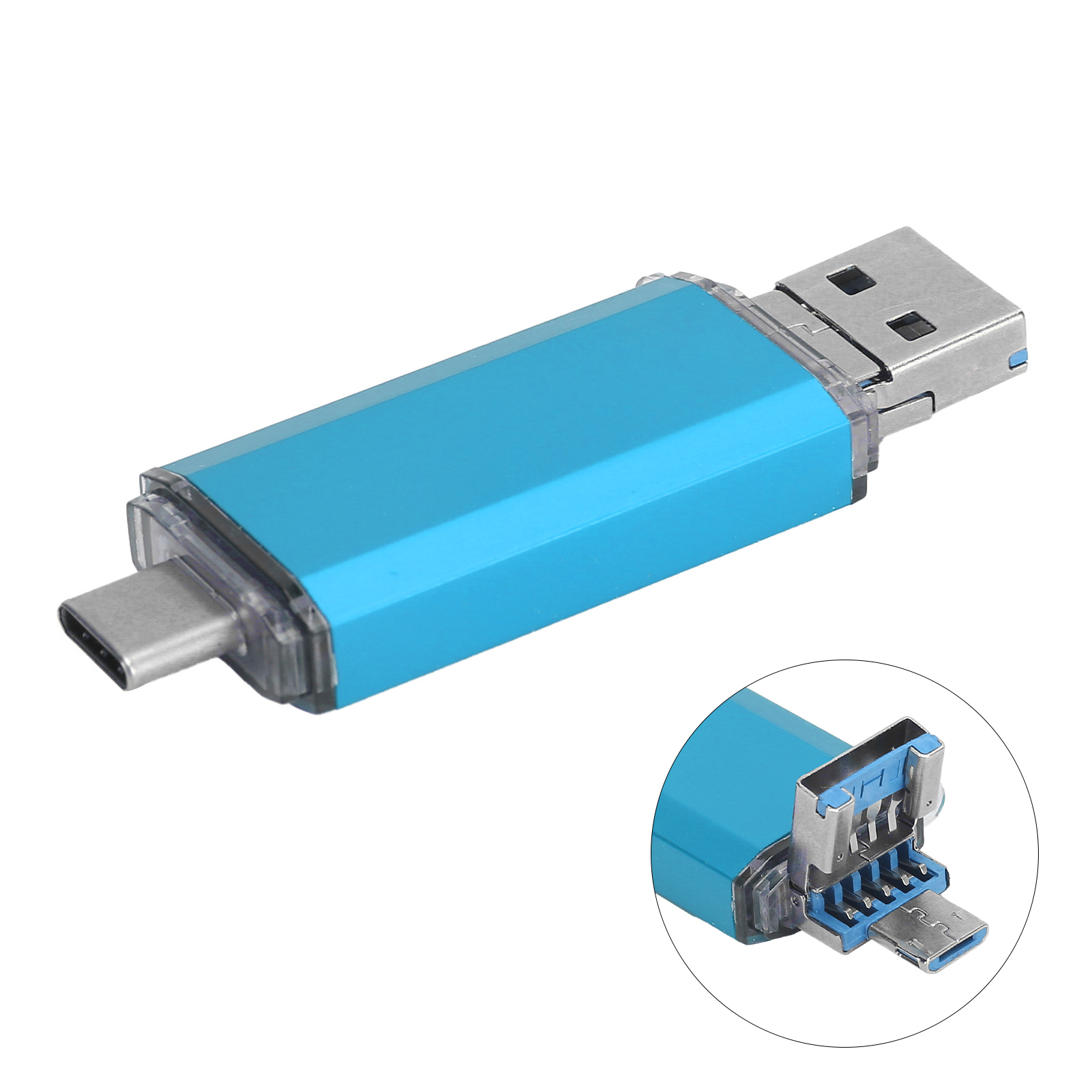 Hochgeschwindigkeits-usb-3.0-stick In Blau Aus Aluminiumlegierung, 3-in-1-usb-stick Für Mobiltelefone Und Computer (32 Gb)