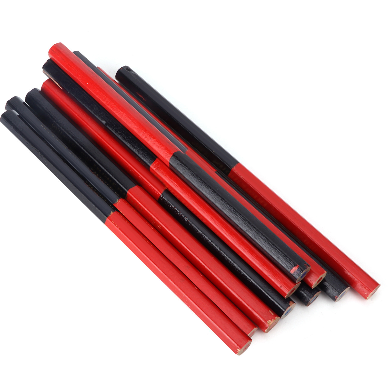 Set Mit 10 Roten Und Blauen Zimmermannsbleistiften, Mit 2 Sechskantminen Und 2 Spitzen, Für Holzbearbeitungs- Und Heimwerkerprojekte. Handwerkzeuge Zum Anzeichnen.