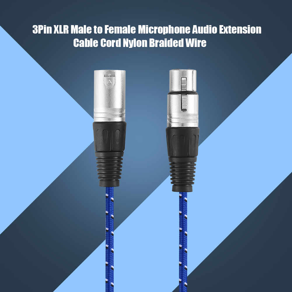 M Langes Xlr-verlängerungskabel (stecker/buchse, 3-polig) Für Mikrofone, Mit Nylonummanteltem Geflecht.
