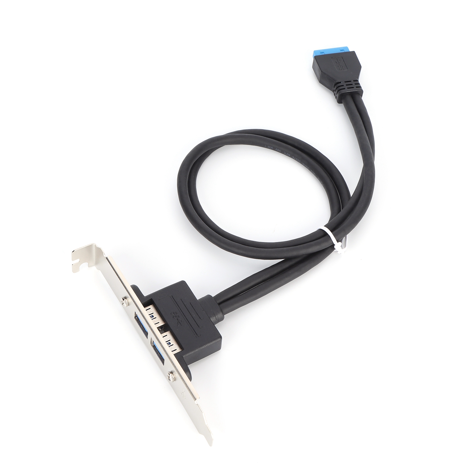 Doppel-usb-kabel Mit Blende, 19-poliger Mainboard-anschluss Auf Zwei Weibliche Usb-a-anschlüsse, Verlängerungskabel, Rückwandhalterung, Schwarz