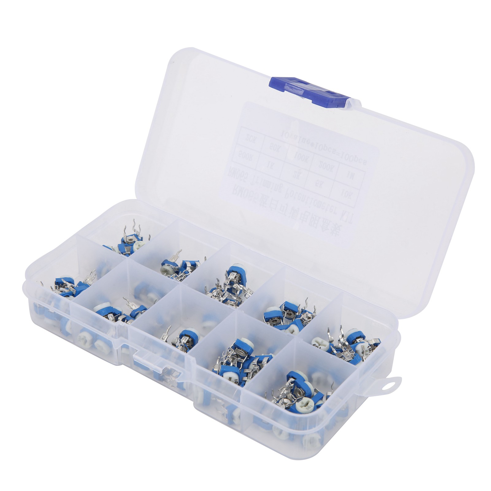 100 Einstellbare Potentiometer Mit Variablem Widerstand, Elektronische Bauteile Rm065, Blau Und Weiß