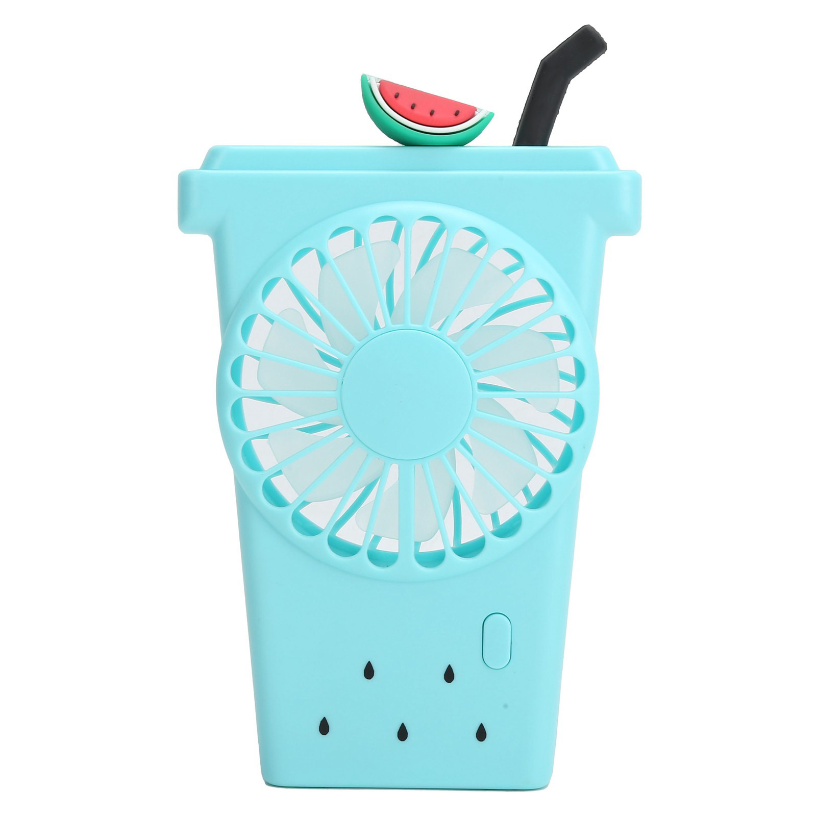 Mini-ventilator, Tragbar, Usb-wiederaufladbar, Cartoon-muster, 3 Geschwindigkeitsstufen, Blau, Ideal Für Den Einsatz Zu Hause Und Im Freien.