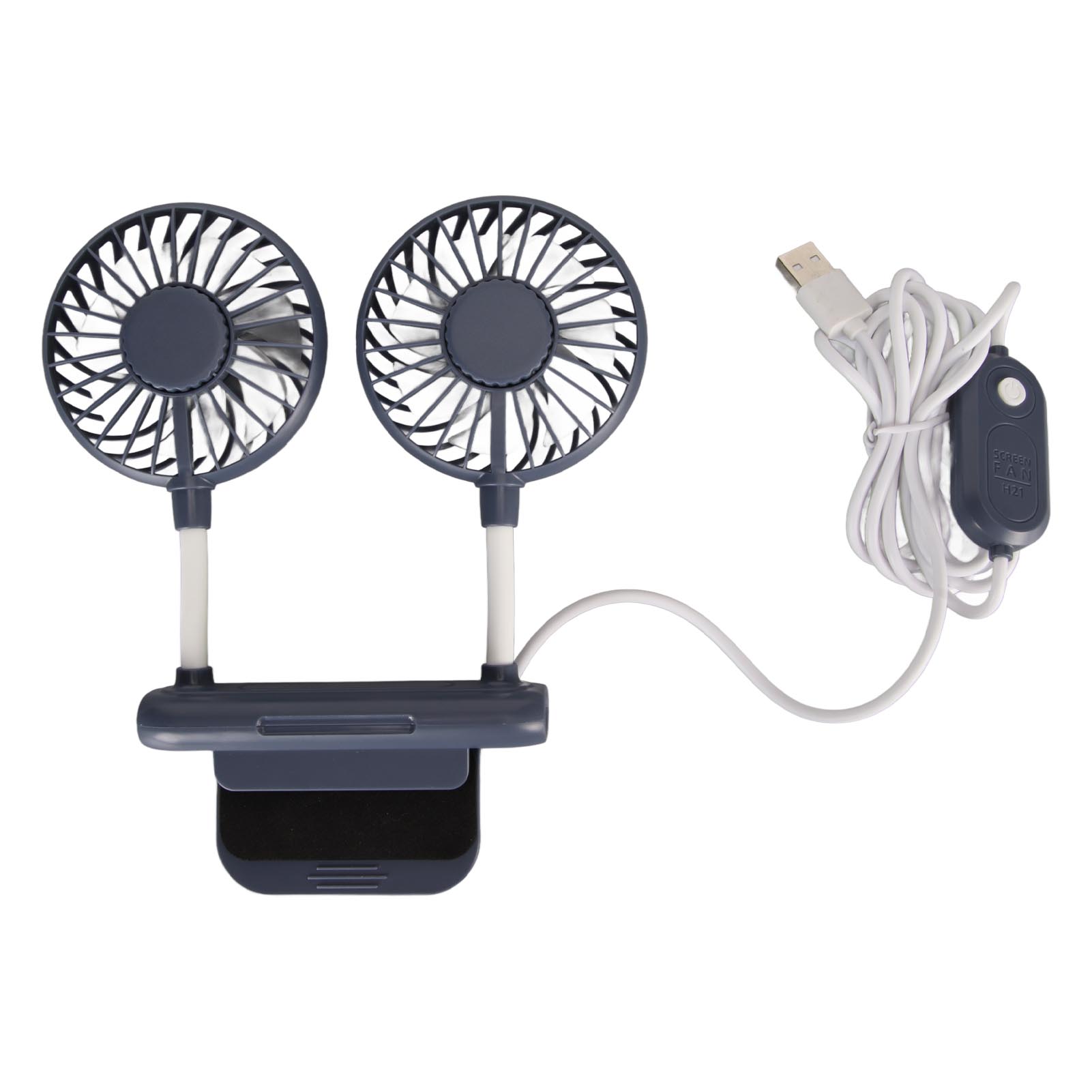 Ansteckbarer Computerlüfter, 2 Lüfterköpfe, 3 Geschwindigkeitsstufen, 2 M Usb-kabel, Leise Und Kompakt, Blau, Ideal Für Den Einsatz Zu Hause Oder Im Büro.
