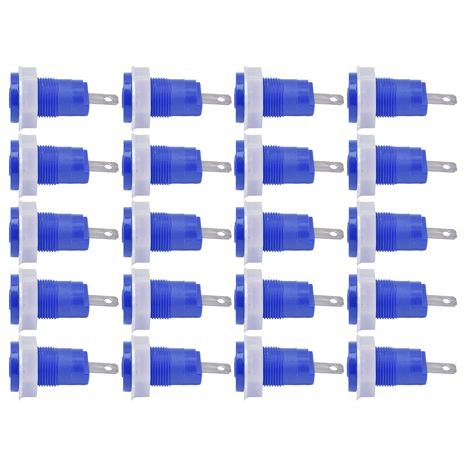 Packung Mit 20 Messing-bananenstecker-klemmenblöcken, Lötfest, Mit Erdungsanschluss, 4 Mm, 402 1 Kv 32 A, Blau