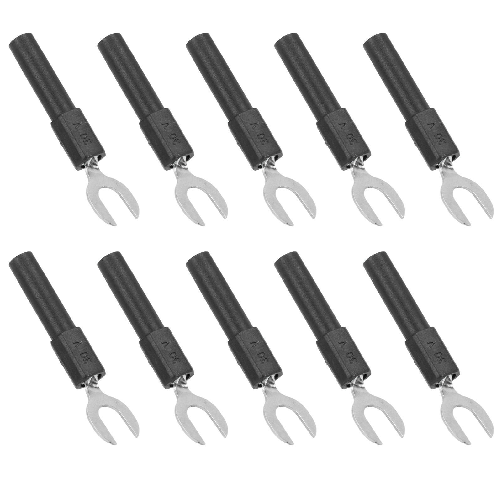 Packung Mit 10 Y-förmigen Gabelverbindern Aus Messing, 4 Mm (0,2 Zoll) Bohrung, Bananenstecker, 30 V Ac – 60 V Dc Max., 10 A, Schwarz