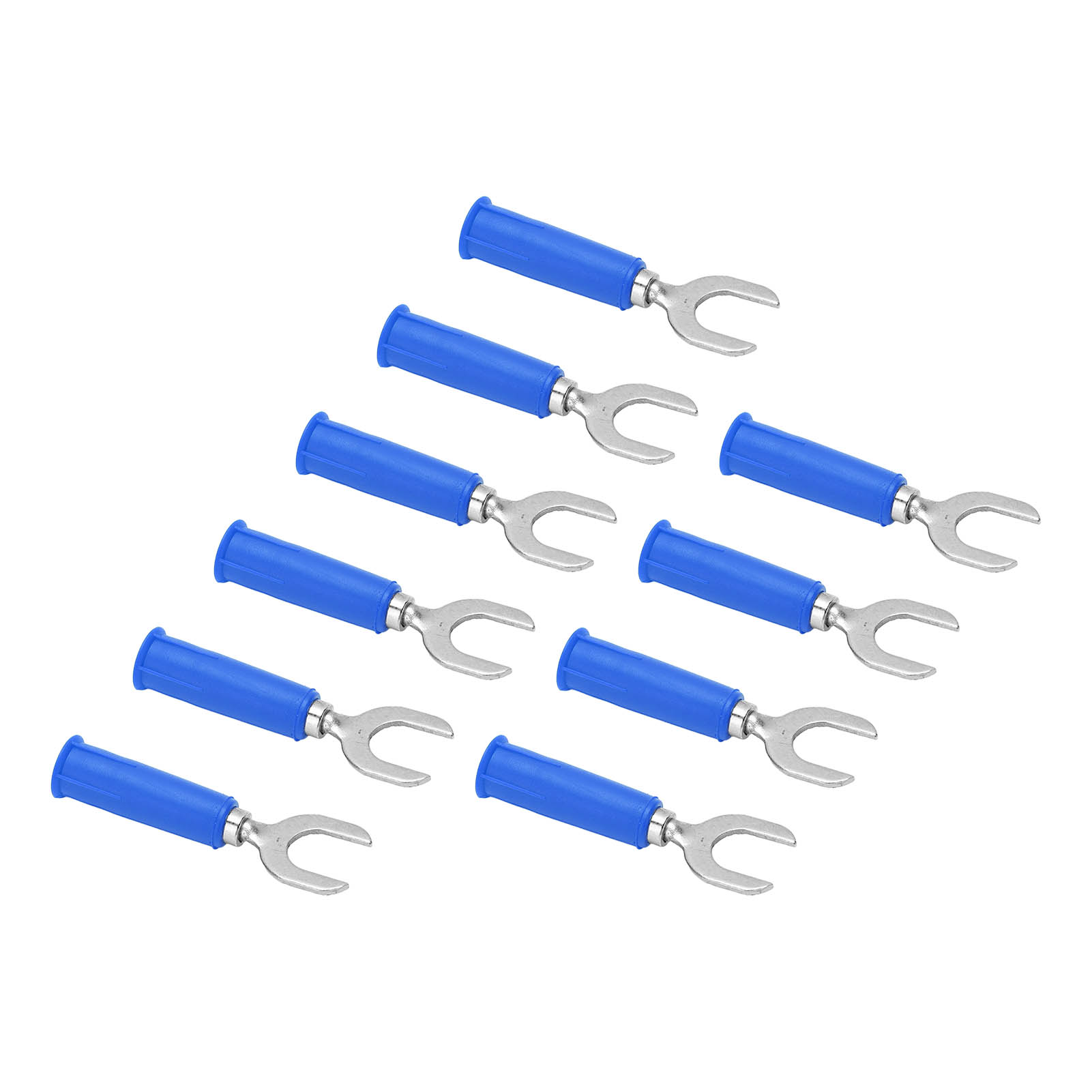 Packung Mit 10 Gabelkabelverbindern Aus Messing, Pvc-optik, 4 Mm (0,2 Zoll) Bohrung, 8 Mm (0,3 Zoll) U-förmiger Stecker, Blau