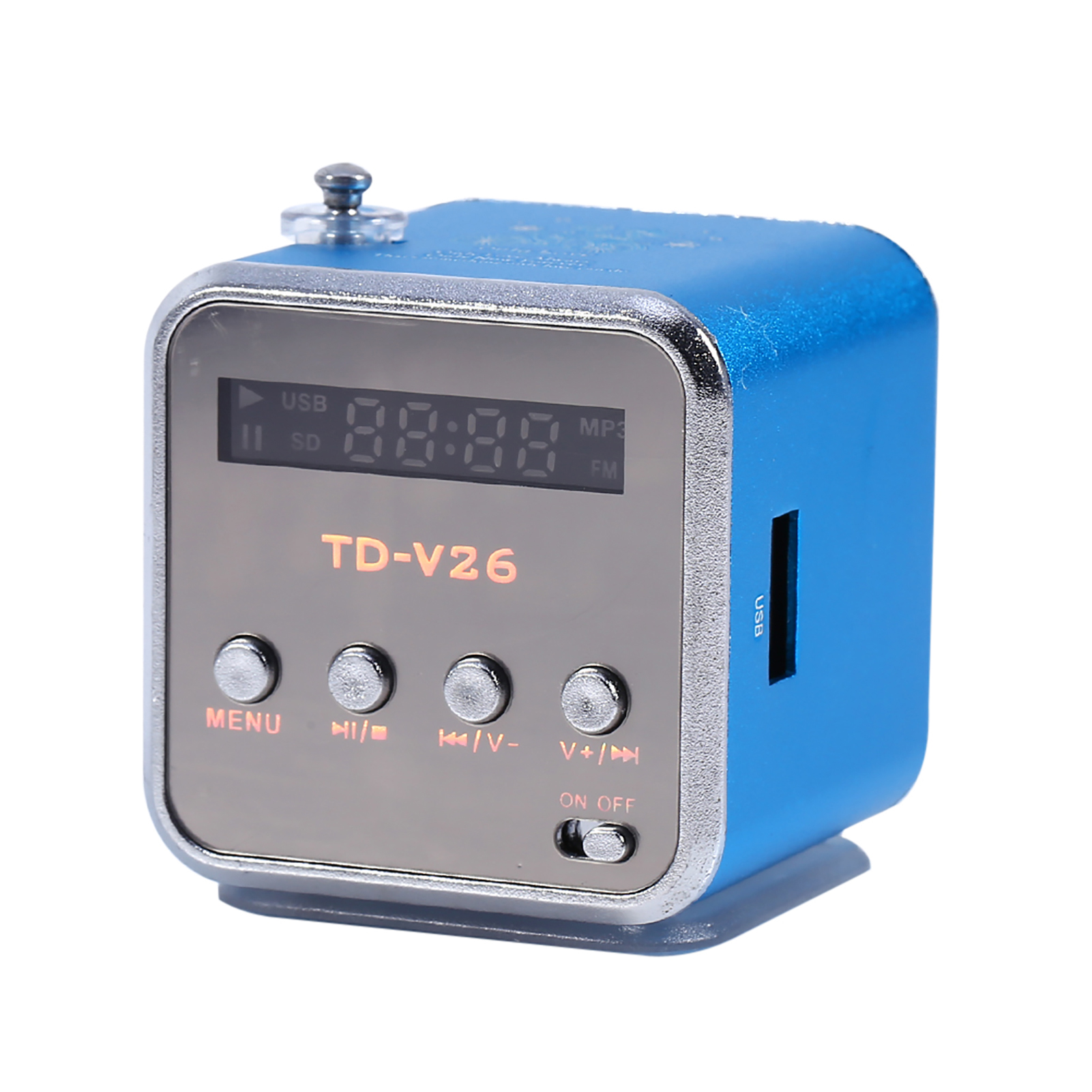 Mini-tragbarer Lautsprecher Mit Musikplayer, Fm-radio Und Pc-player, Kompatibel Mit Tf-karten Und Usb-sticks, Blau.