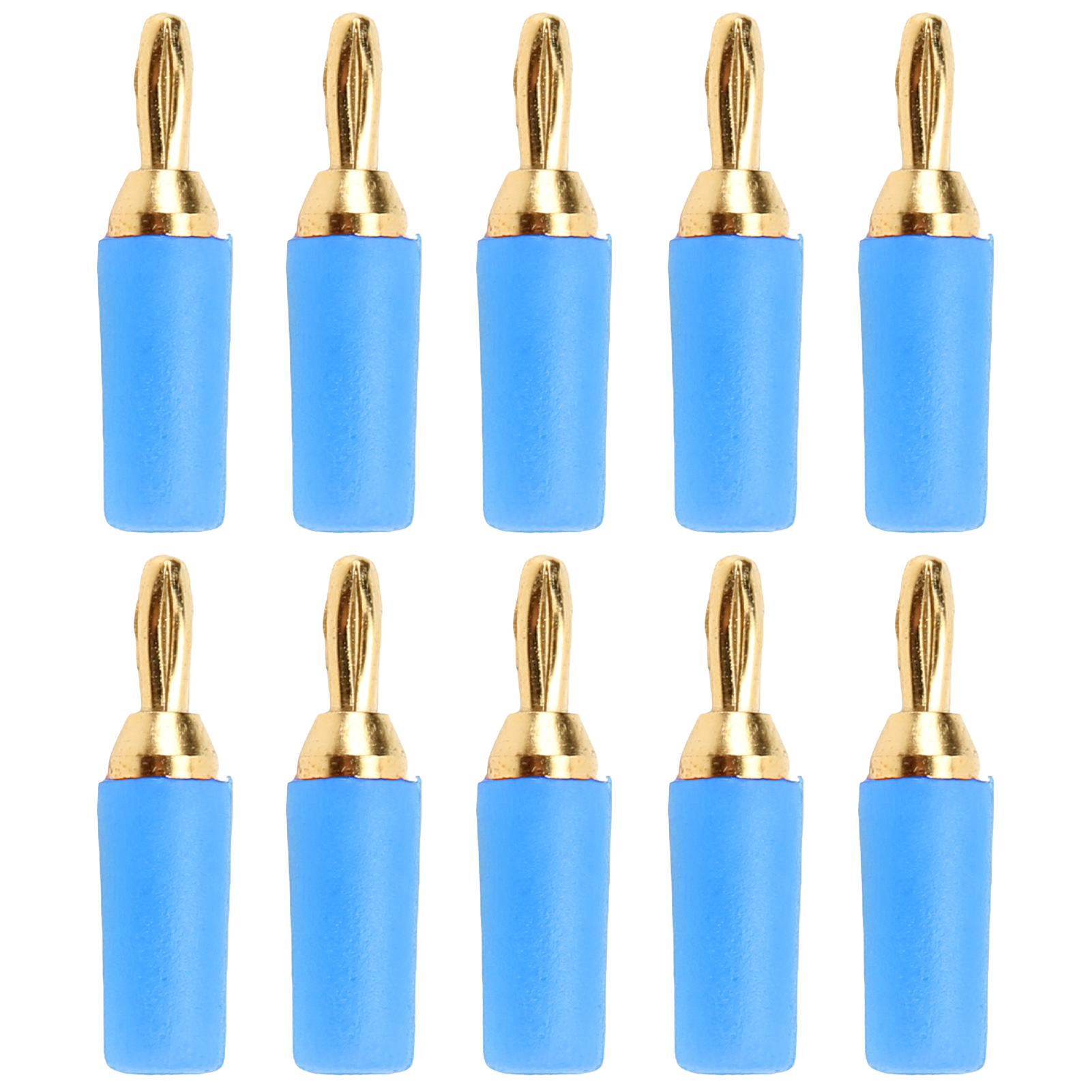 Packung Mit 10 J.10007 2,5 Mm Vergoldeten Messing-bananensteckern Für Messgeräte (blau).