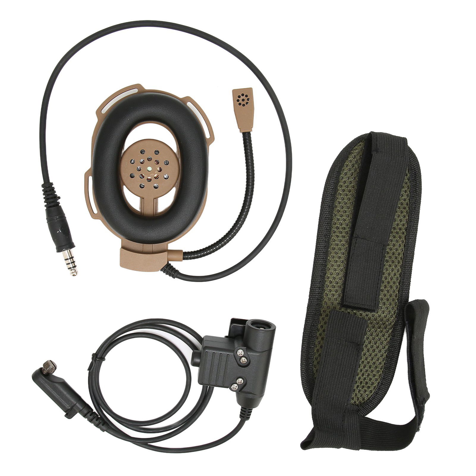 Hochresistentes Hd01 Militär-einseiten-headset Für Hytera Pd600, Pd602, Pd605 Und Pd662 Funkgeräte (braun)