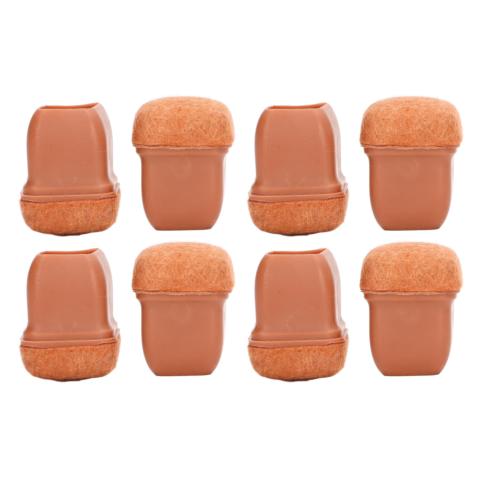 Set Mit 8 Stuhl-, Hocker- Und Tischfüßen, Geräuschlos Und Dick, Braun, Quadratische Form.