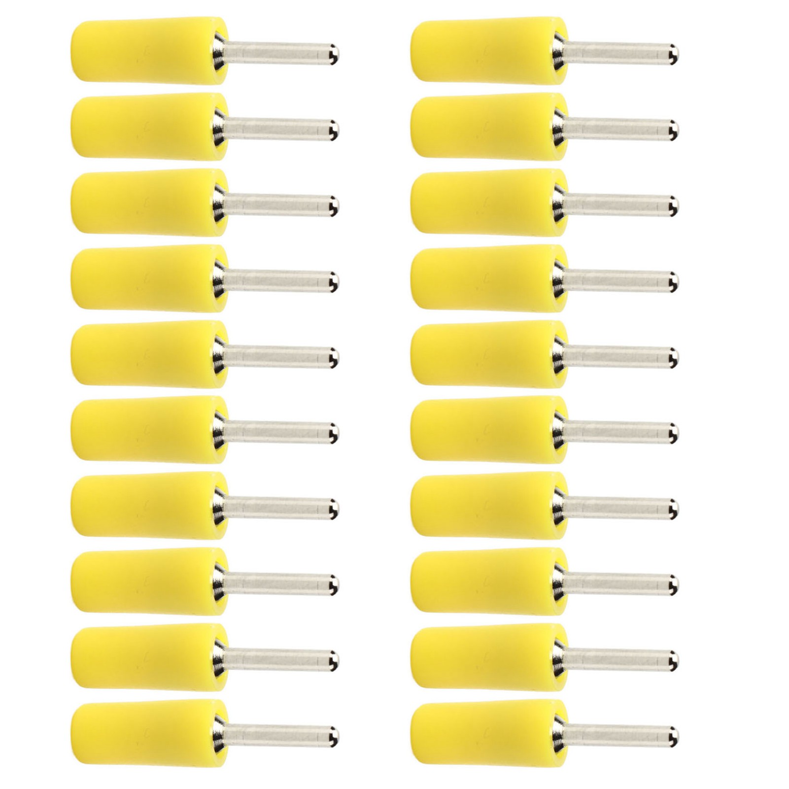 Set Mit 20 Wasserdichten, 2 Mm Vernickelten Bananensteckern Aus Messing, Gelb