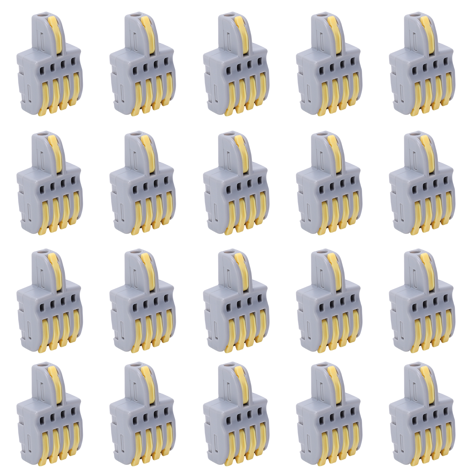 20-adrige Steckverbinder, 1 Eingang, 4 Ausgänge, Druckverteiler, Leiterklemmenblock, Elektrische Bauteile (gelb)