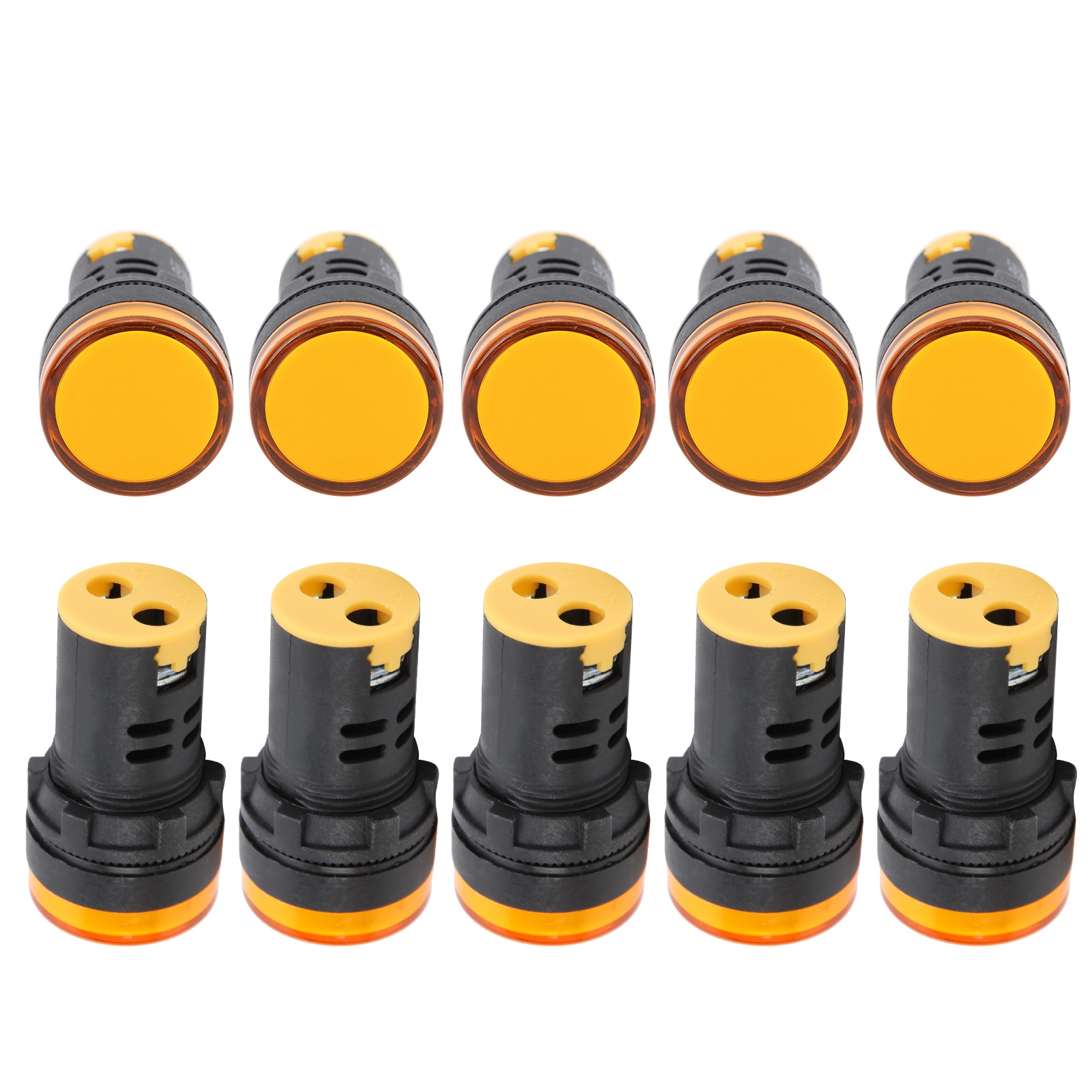 Packung Mit 10 Hochhellen Gelben Led-anzeigen Ad16-22ds Für Signalzwecke, Ac/dc 12v Stromversorgung.