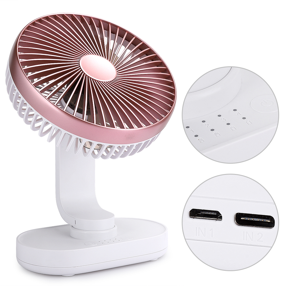 Mini-usb-tischventilator Mit 4 Geschwindigkeitsstufen, Klein, Wiederaufladbar, Leise, Für Zuhause Oder Büro, Roségoldene Farbe