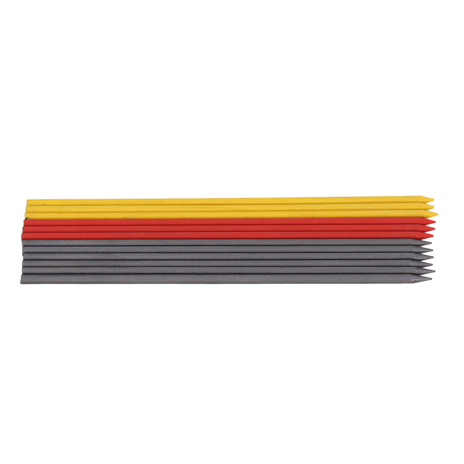 12er-packung Hb-zimmermannsbleistiftminen, 2,8 Mm, Schwarz, Rot Und Gelb, Für Druckbleistifte Mit Tiefem Loch.