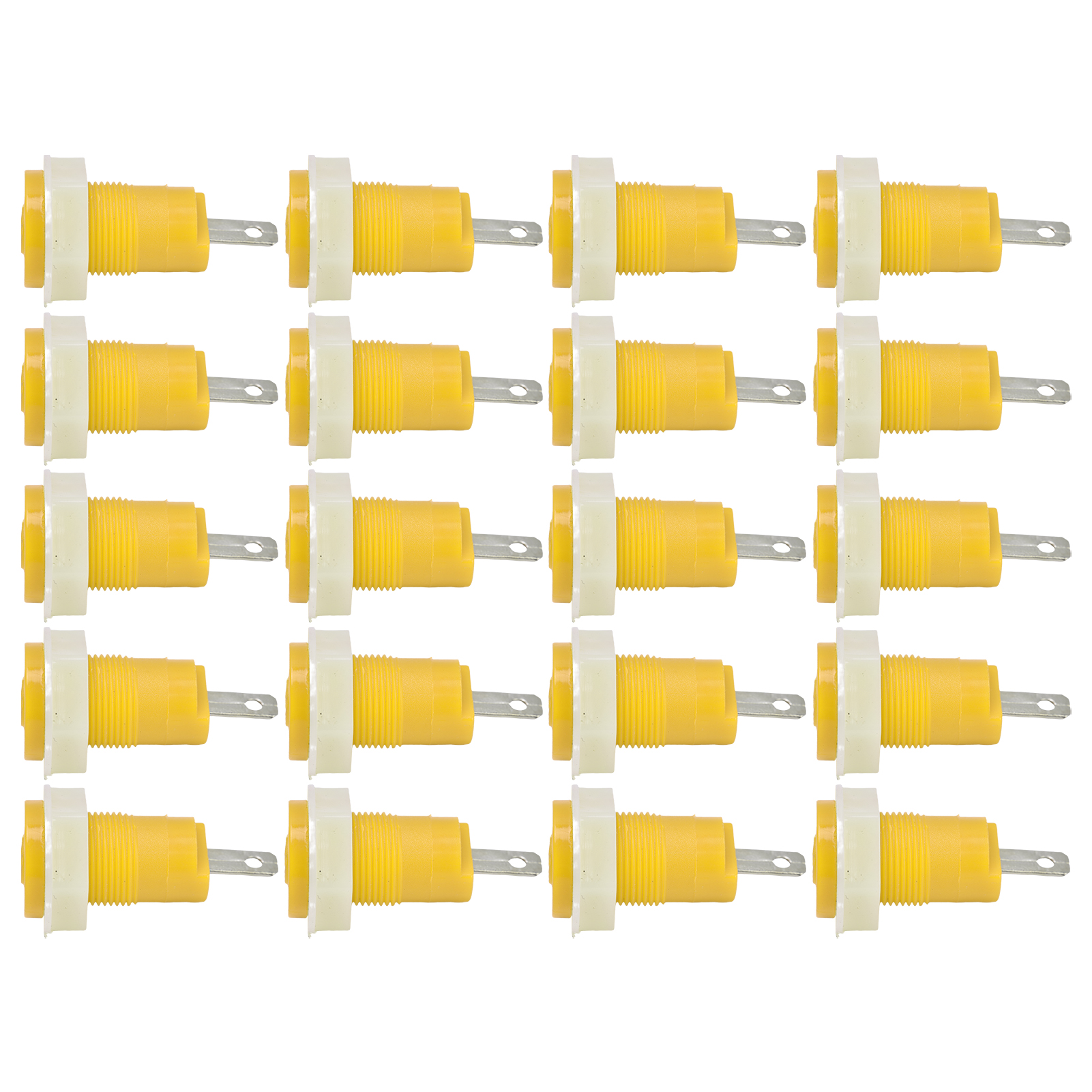Packung Mit 20 Messing-bananenstecker-klemmenblöcken, Schweißsicher, Mit Erdungsanschluss, 4 Mm, 402 1 Kv, 32 A, Gelb