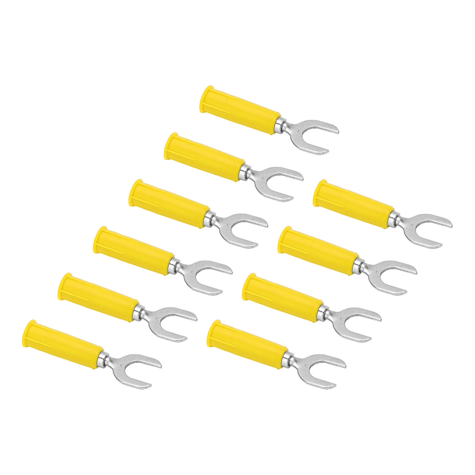 Packung Mit 10 Bananensteckern, Messing, Pvc-optik, 4 Mm (0,2 Zoll) Öffnung, 8 Mm (0,3 Zoll) U-förmiger Stecker, Gelb