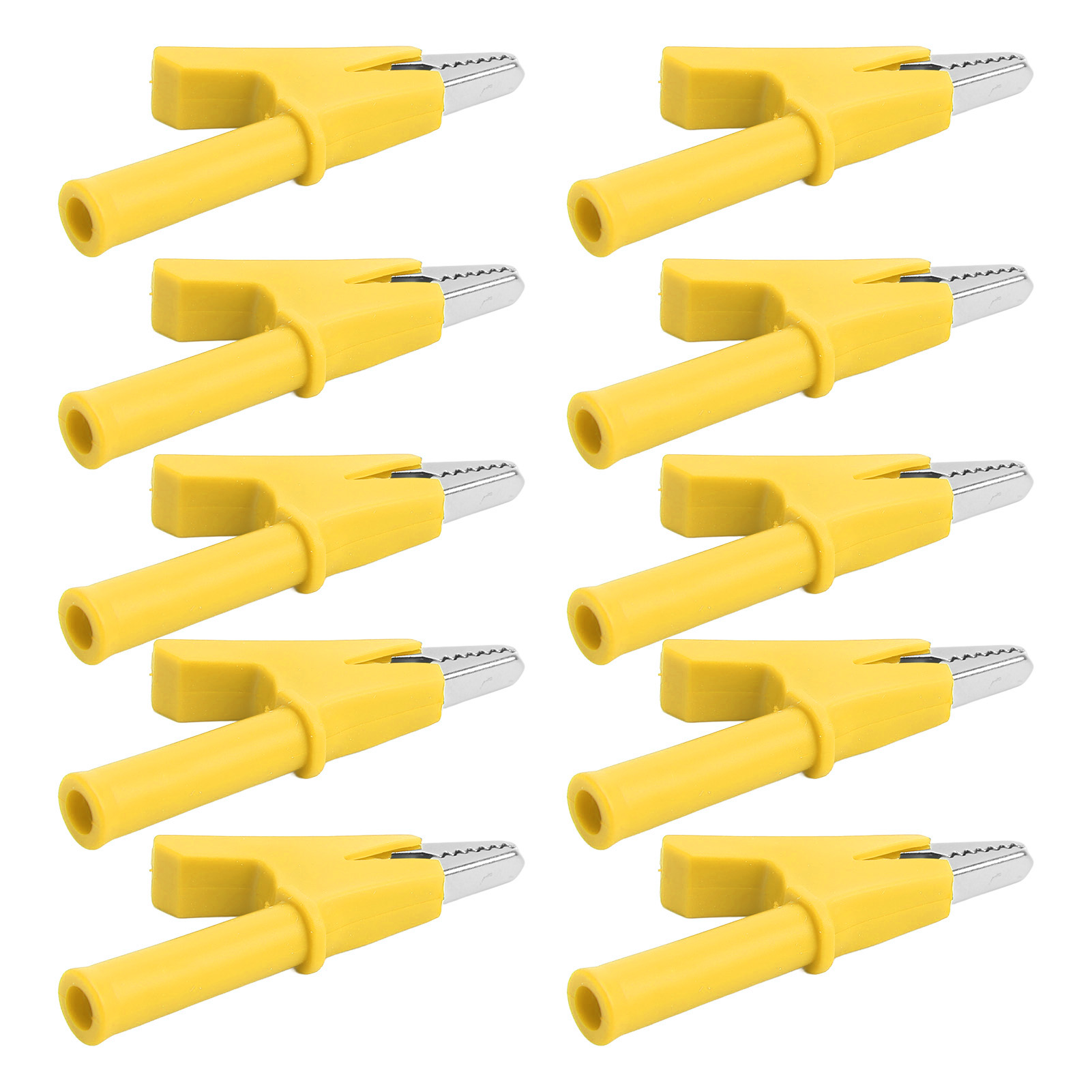 Satz Mit 10 Krokodilklemmen Zum Testen, 10 Mm Öffnung, 10 A, Mit 4 Mm Buchse, Gelb