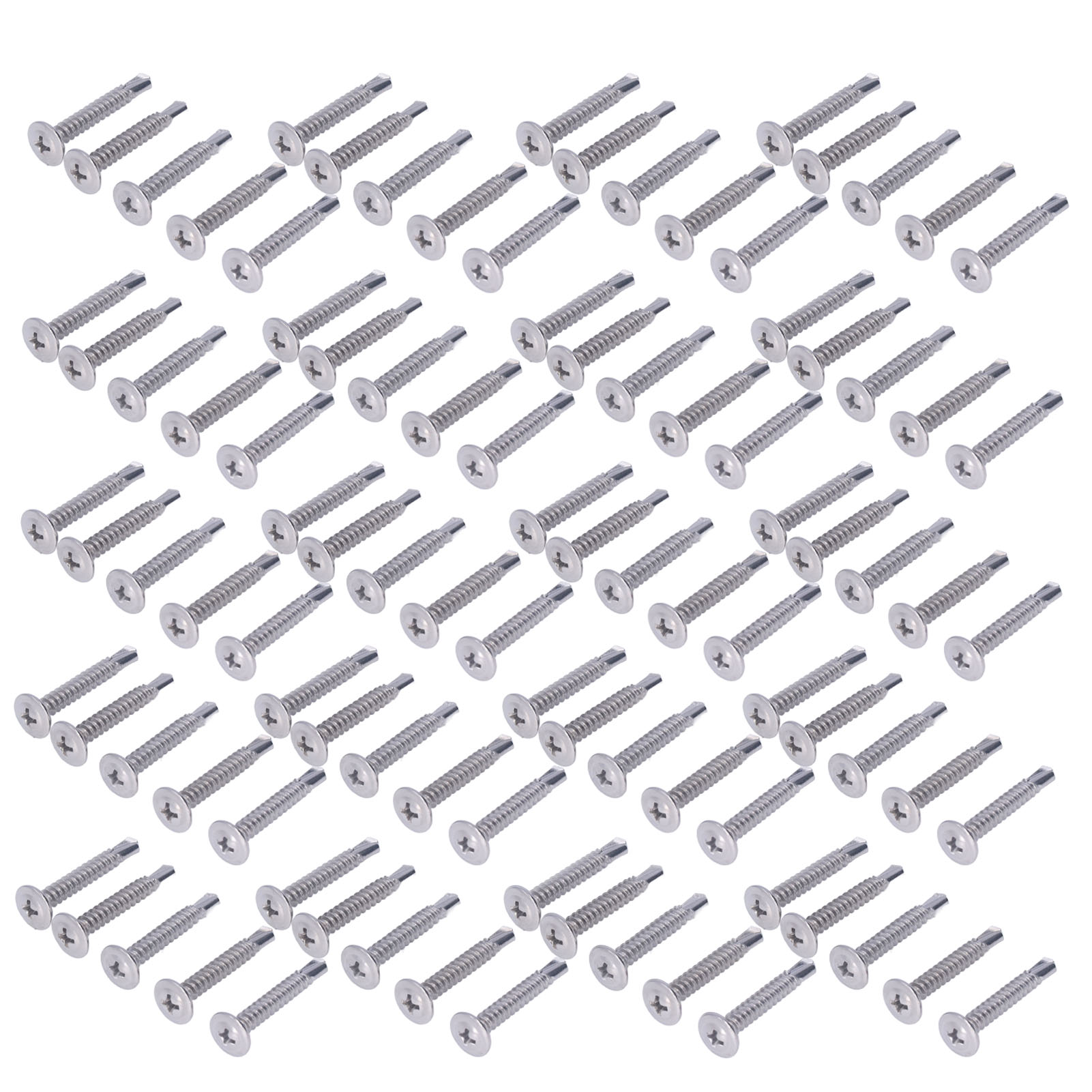 100 Selbstschneidende Rundkopfschrauben Mit Kreuzschlitz Und Unterlegscheibe, Aus Edelstahl 410, 4,8 X 32 Mm