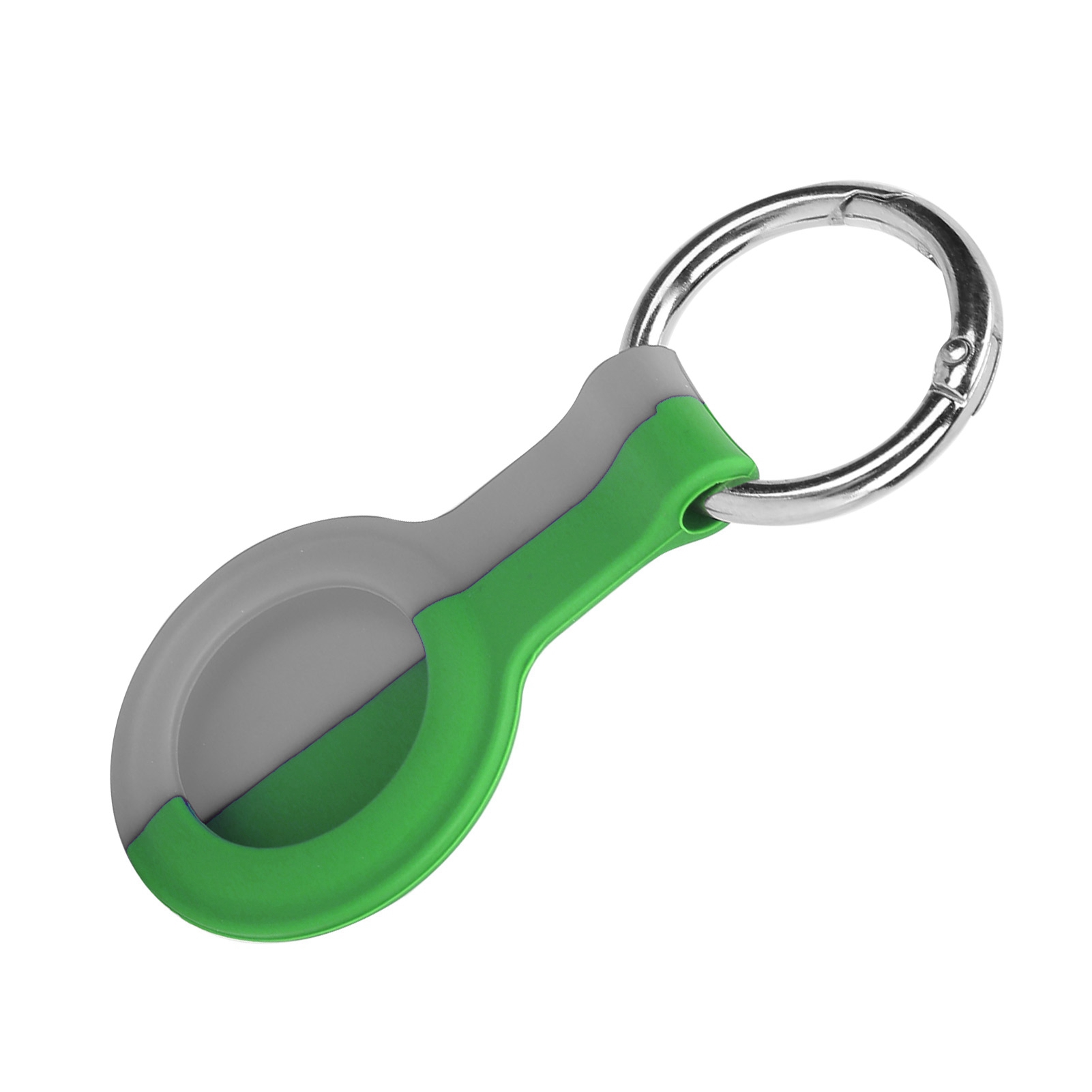 Zweifarbige Silikon-schutzhülle Mit Metallschnalle, Kompatibel Mit Dem Iphone Locator (grau Und Grün) Für Ios.