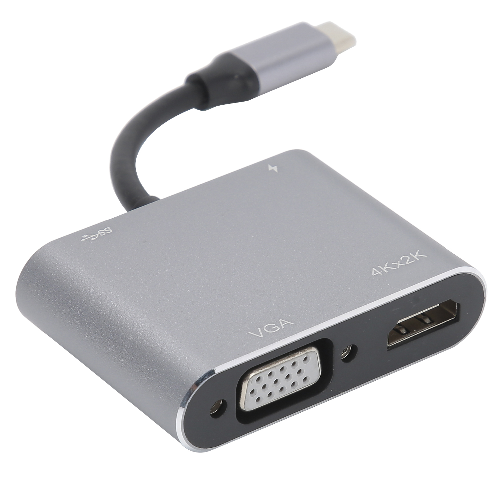 4-in-1-adapter Aus Aluminiumlegierung: Usb-c Auf Usb + Hdmi + Vga + Usb-c