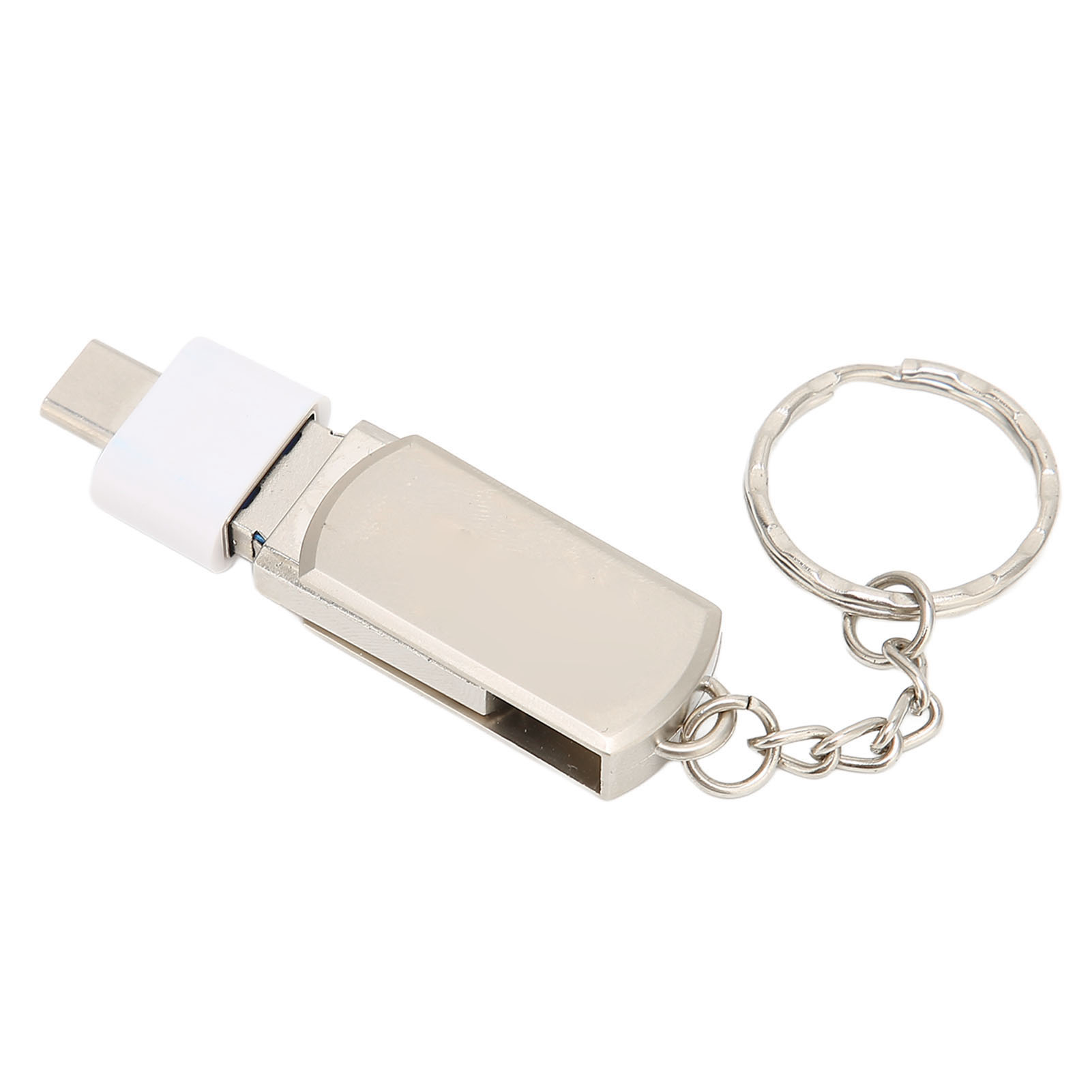 Usb 3.0 Schlüsselanhänger-flash-laufwerk Für Mobiltelefon Und Computer, Dual Verwendbar, Tragbar, Aus Aluminiumlegierung Mit Typ-c-adaptern (128 Gb, Silber)