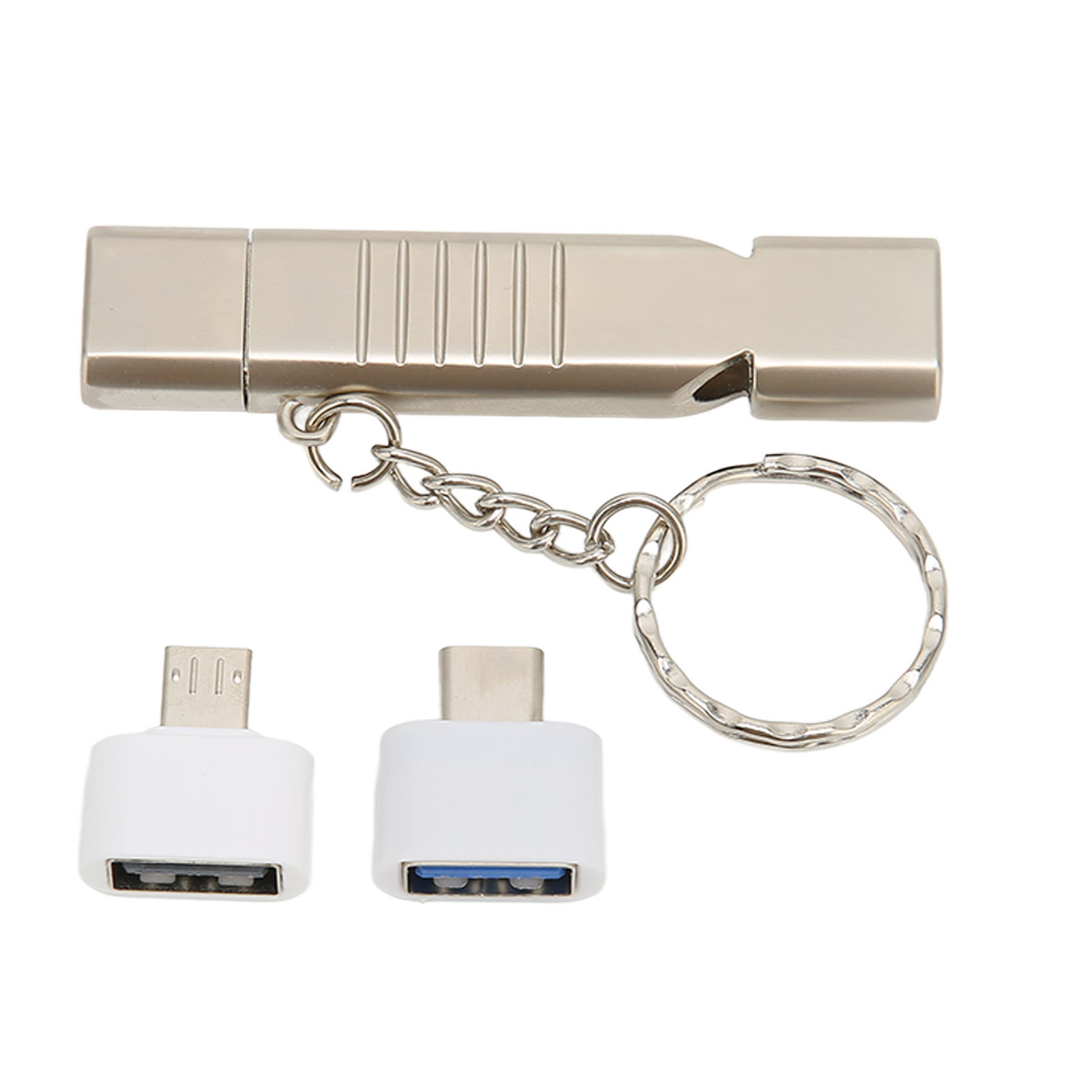 Multifunktionaler Usb 3.0-stick Aus Zinklegierung Mit Sos-pfeife, Wasserdicht, 120 Db, Schlüsselanhänger, 16 Gb, Silber.