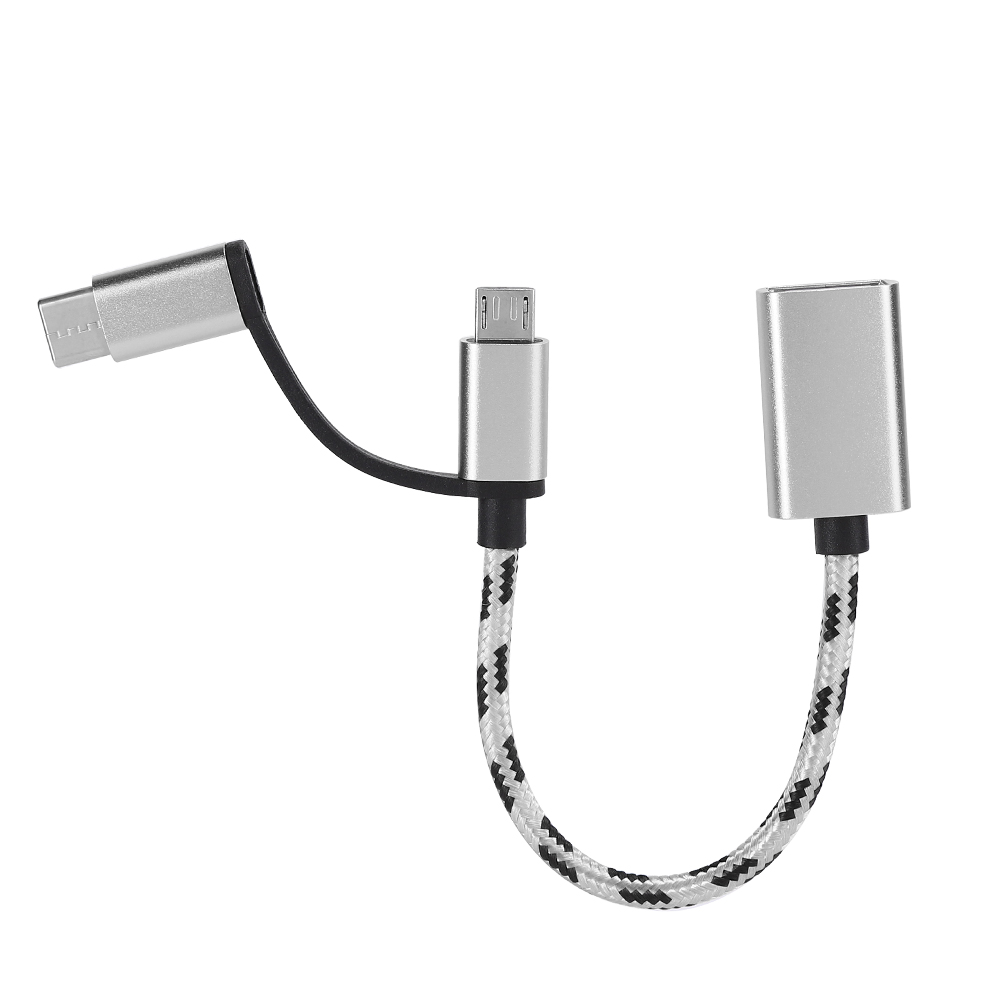 Otg 2-in-1 Typ-c Übertragungskabeladapter, Usb 3.0 Elektronischer Übertragungsanschluss (grau)