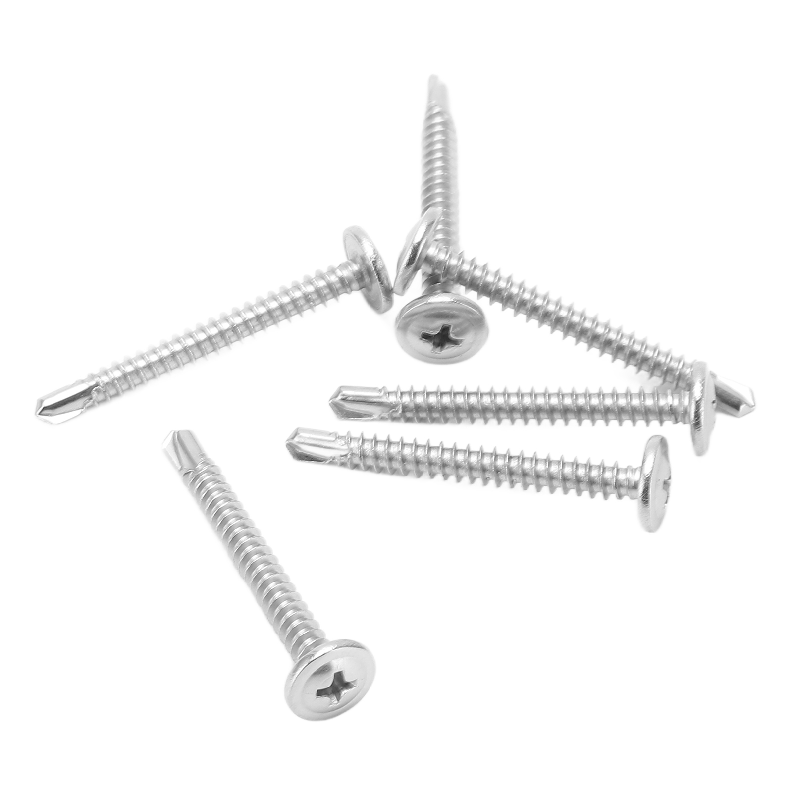 50 Selbstbohrende Linsenkopfschrauben Aus Edelstahl 304, Gewinde M4,2 X 38, Rundkopf Mit Unterlegscheibe